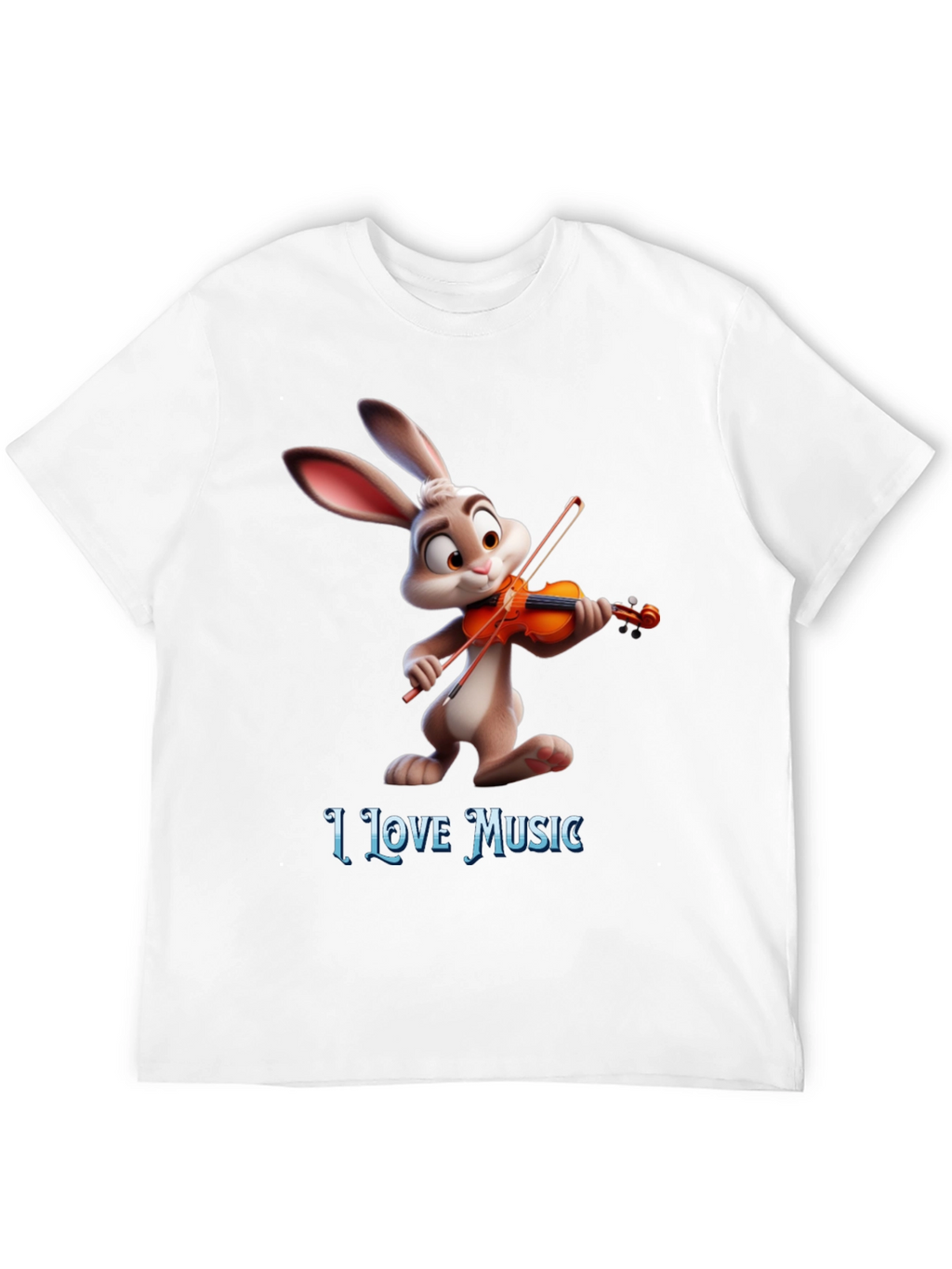I Love Music T-Shirt with Bunny Playing Violin