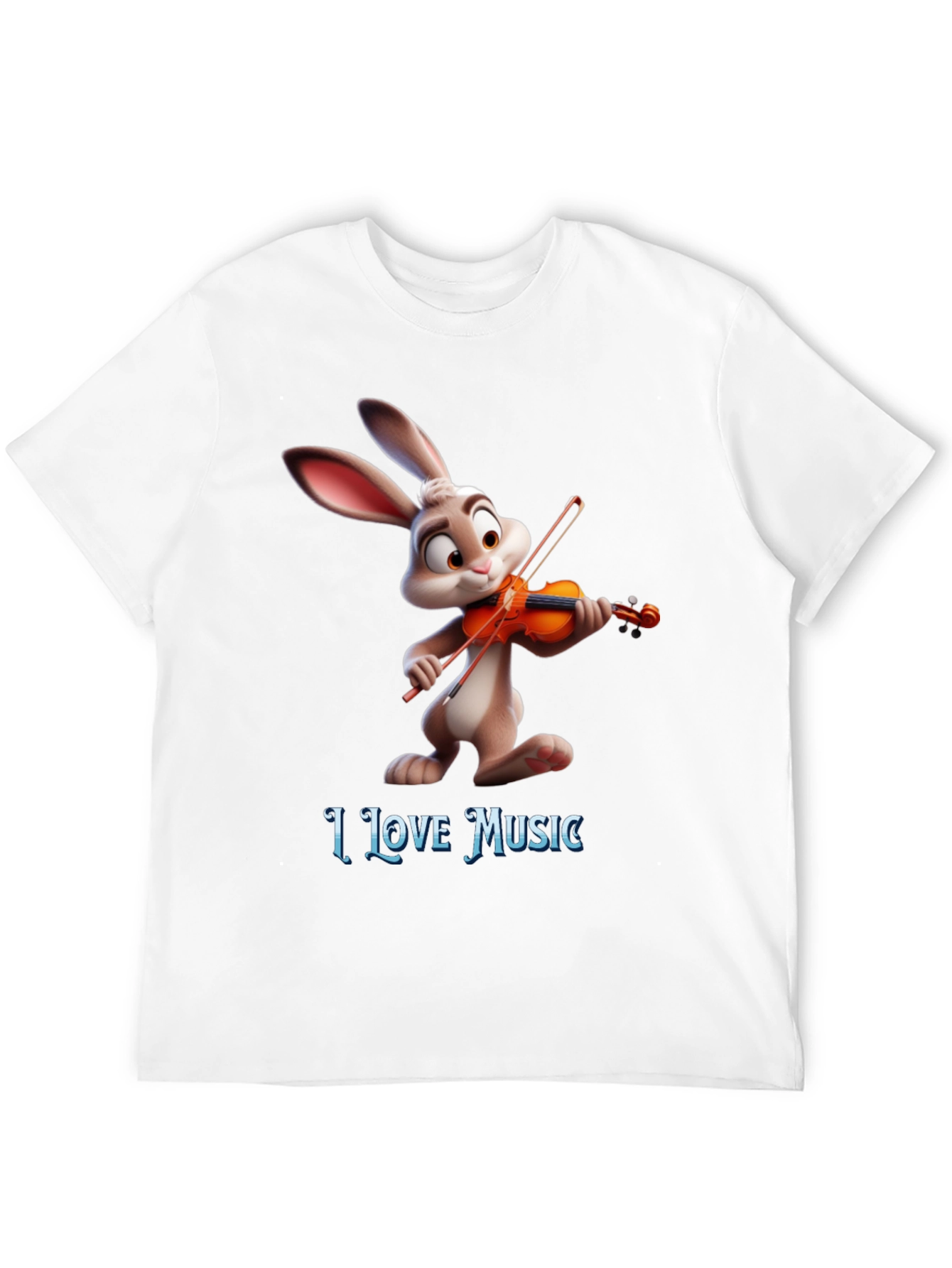 I Love Music T-Shirt with Bunny Playing Violin