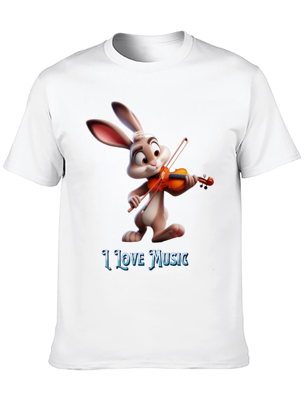 I Love Music T-Shirt with Bunny Playing Violin