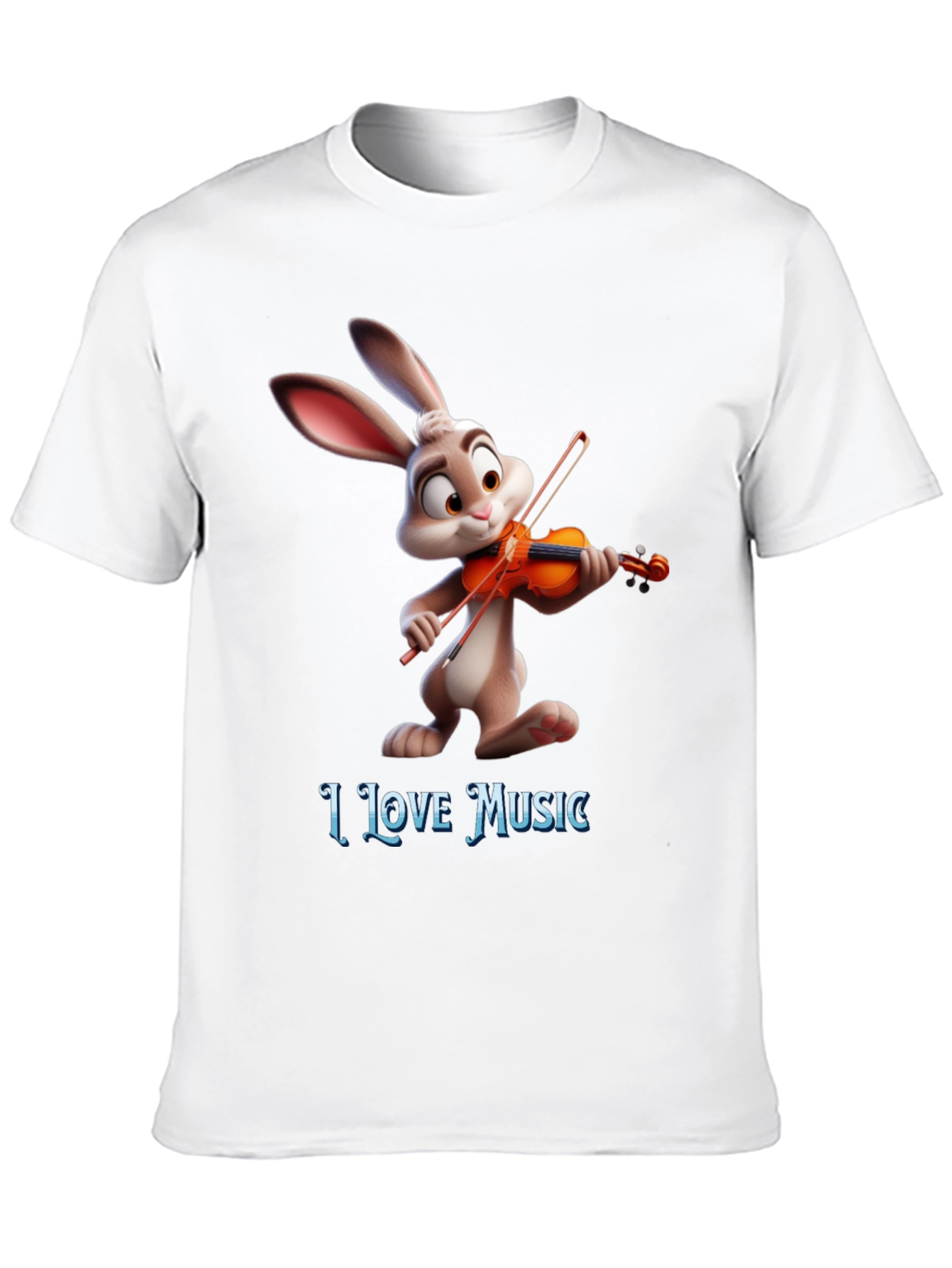 I Love Music T-Shirt with Bunny Playing Violin