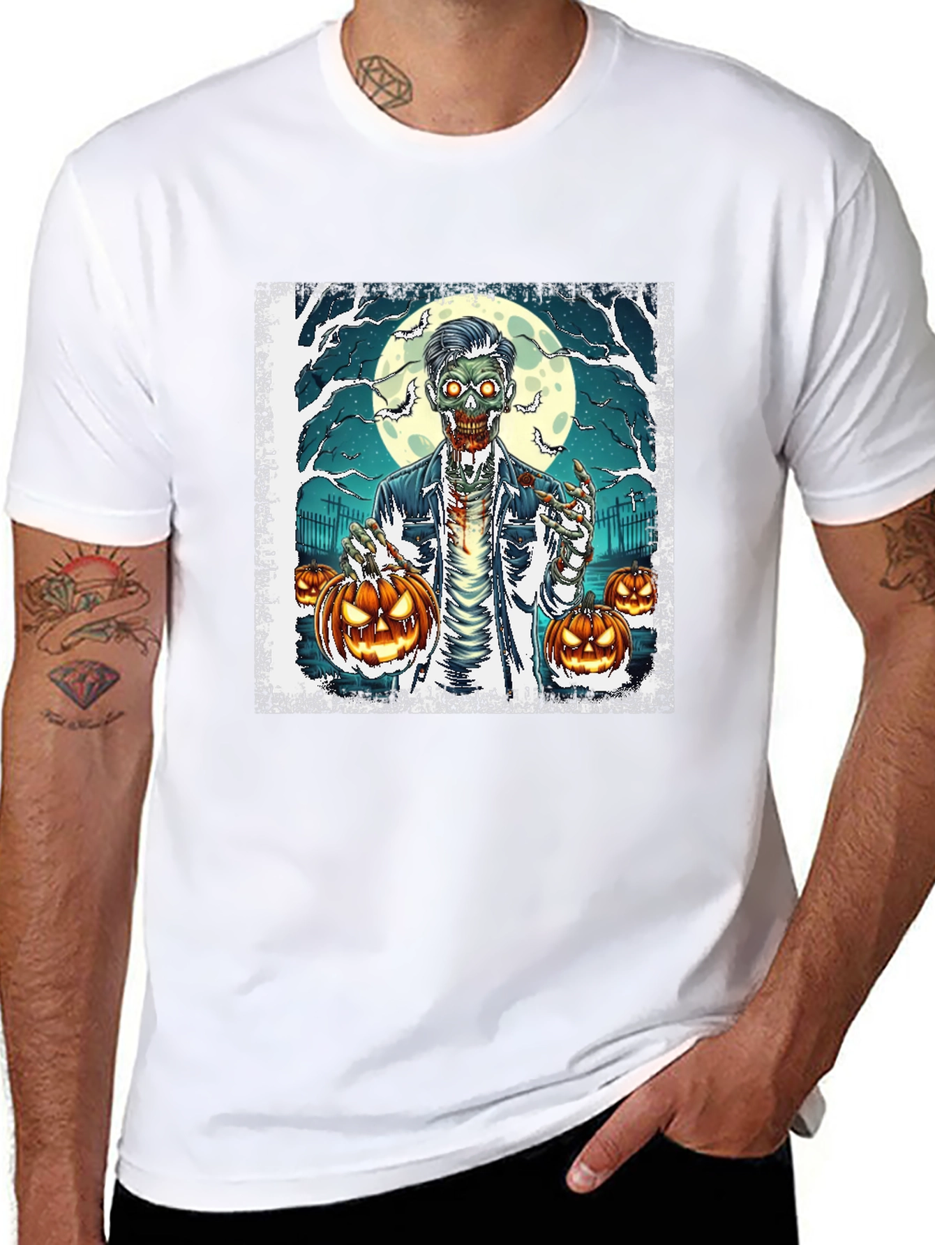 Zombie Halloween Pumpkin Graphic Tee