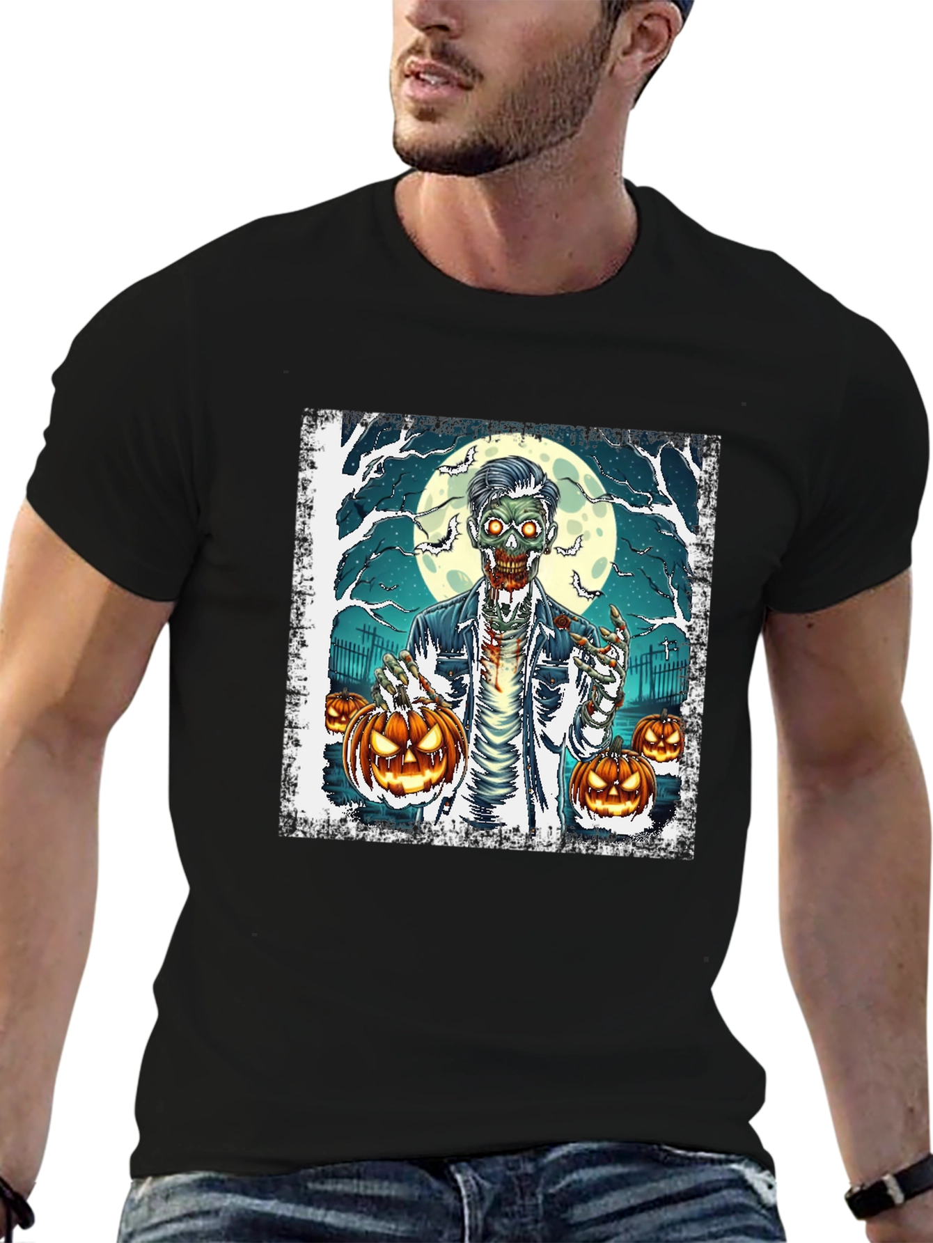 Zombie Halloween Pumpkin Graphic Tee