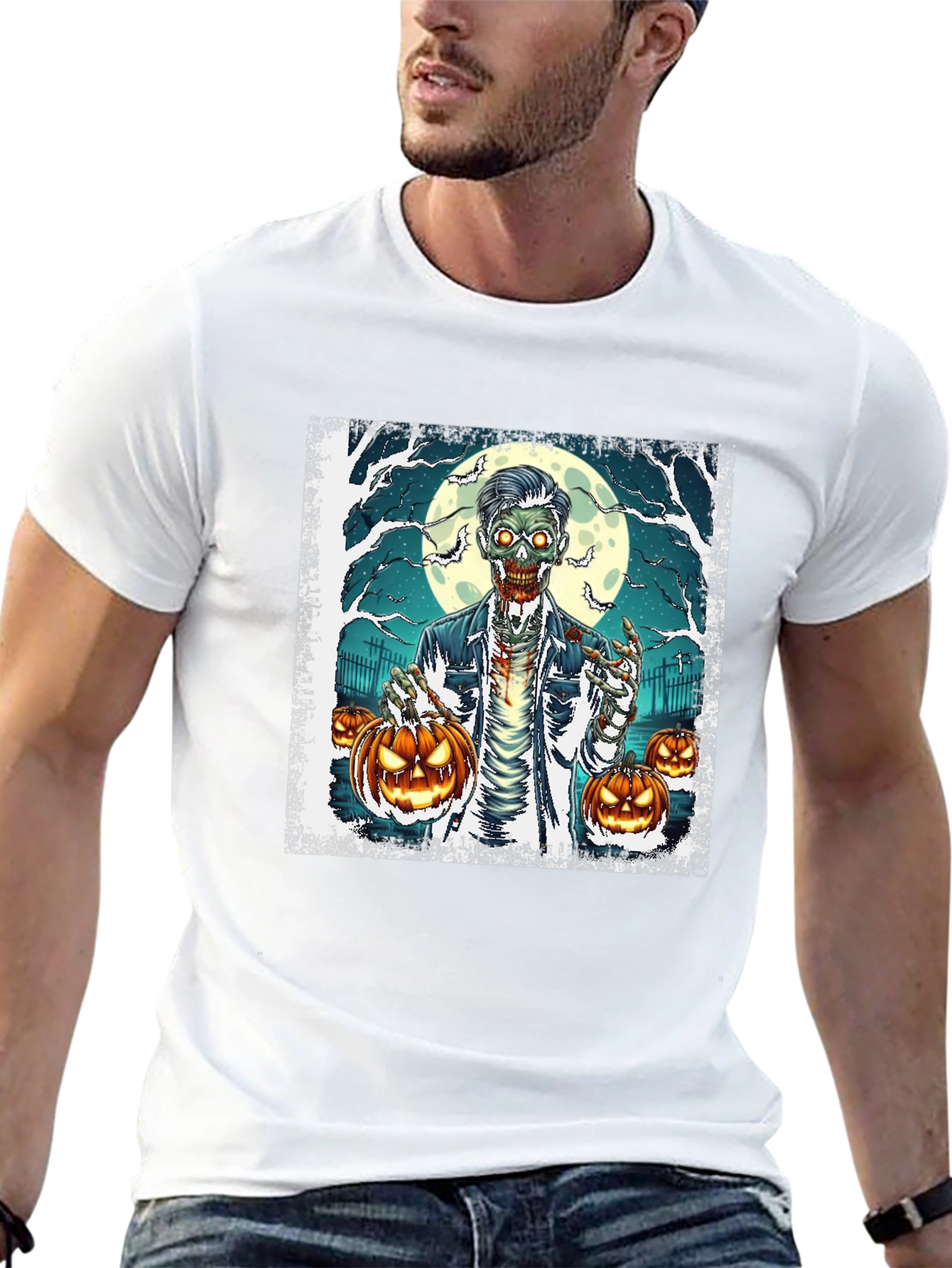 Zombie Halloween Pumpkin Graphic Tee