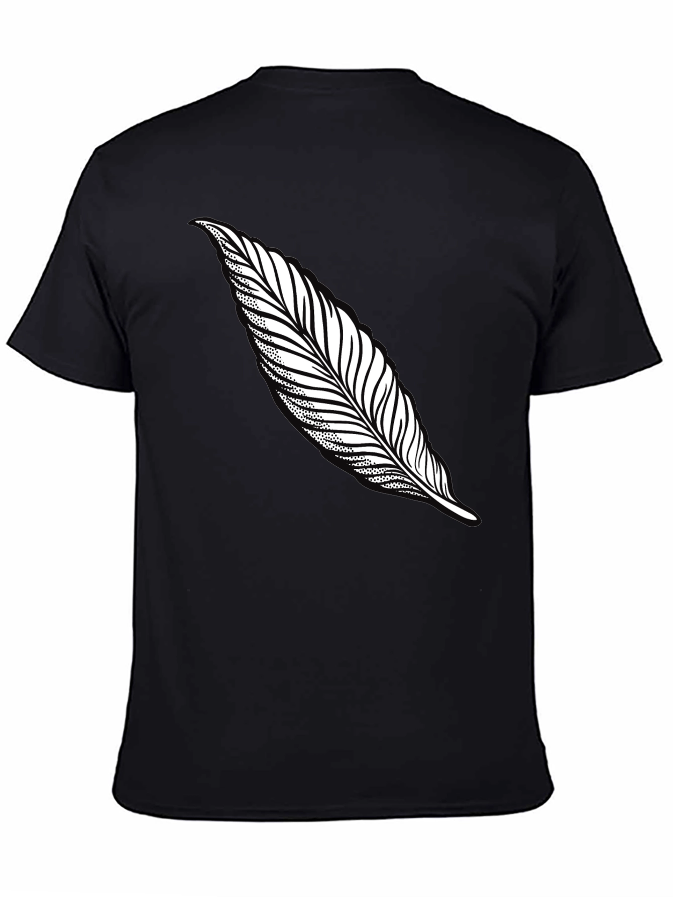 Black Feather Print T-Shirt - Stylish Casual Tee