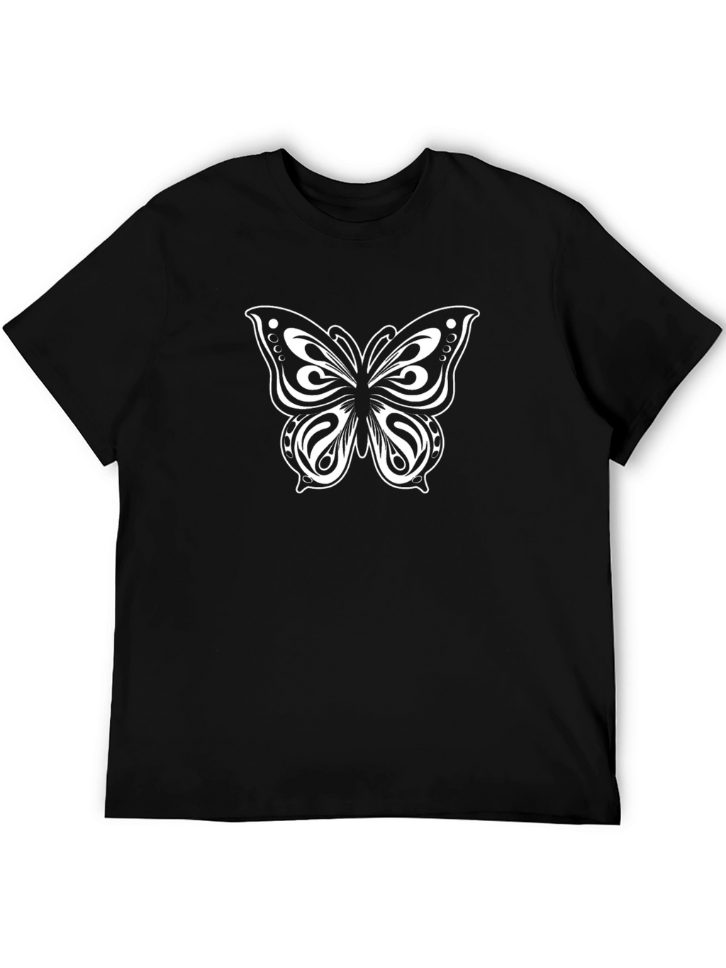 Black T-Shirt with Butterfly Graphic Print