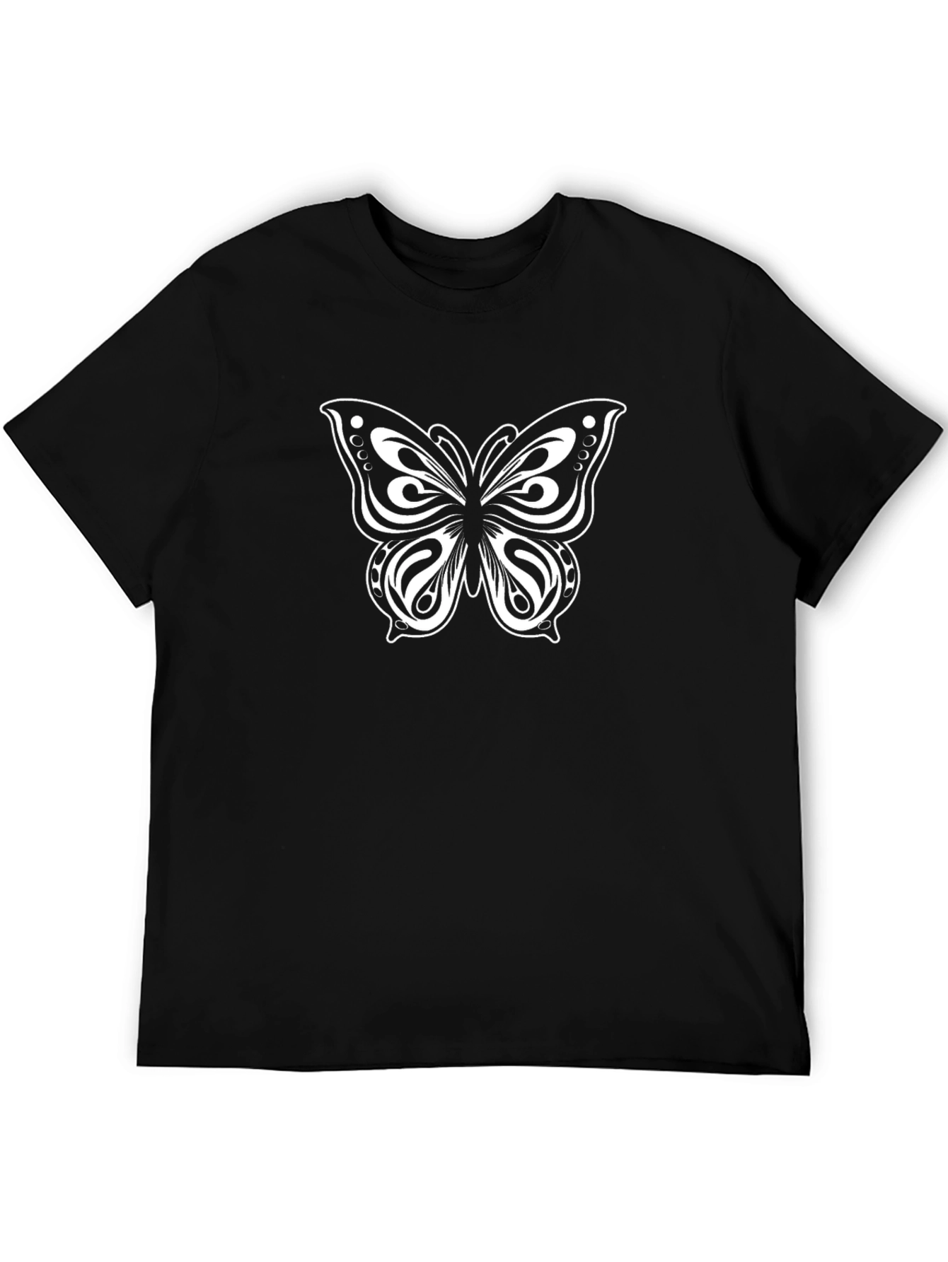 Black T-Shirt with Butterfly Graphic Print