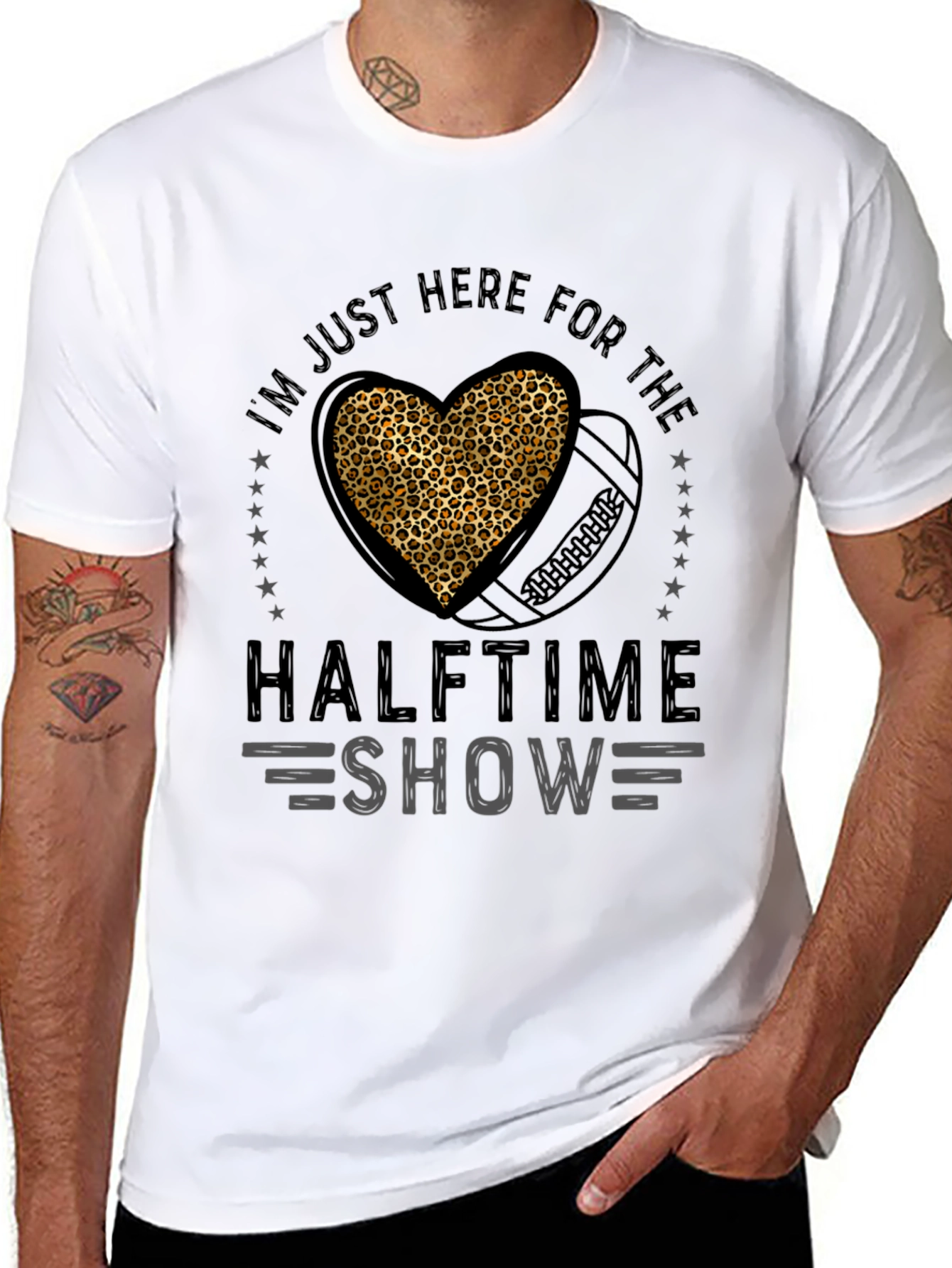 Halftime Show Leopard Heart Football T-Shirt