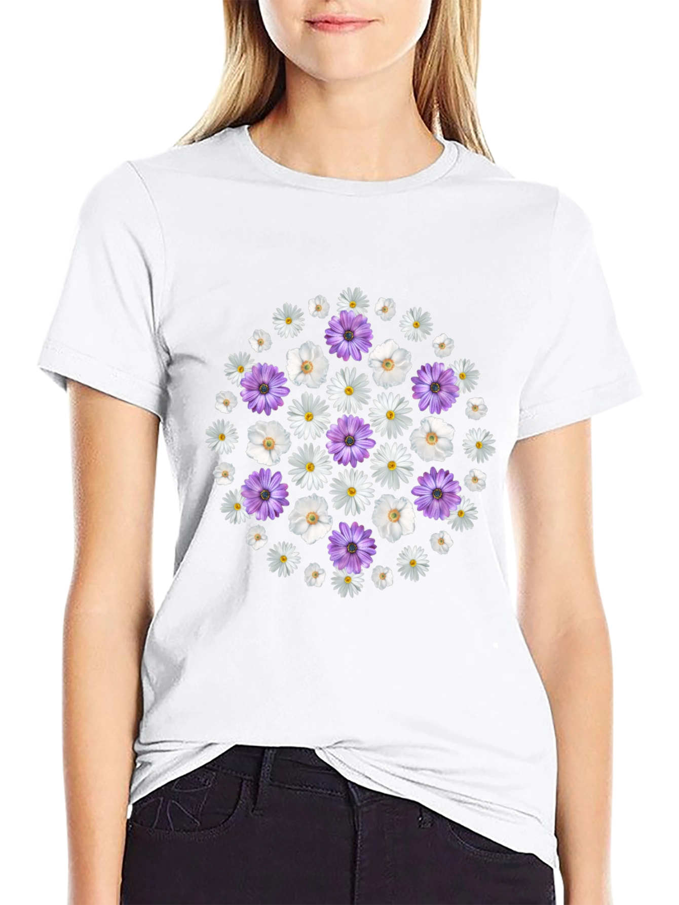 Floral Circle Tee - Stylish Graphic Print