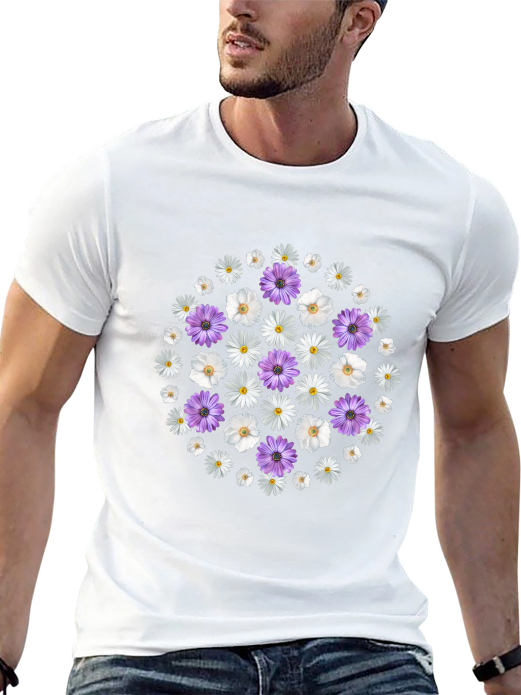 Floral Circle Tee - Stylish Graphic Print