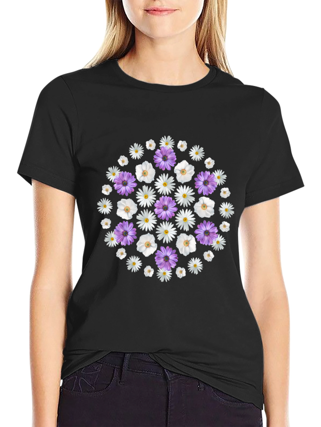 Floral Circle Tee - Stylish Graphic Print