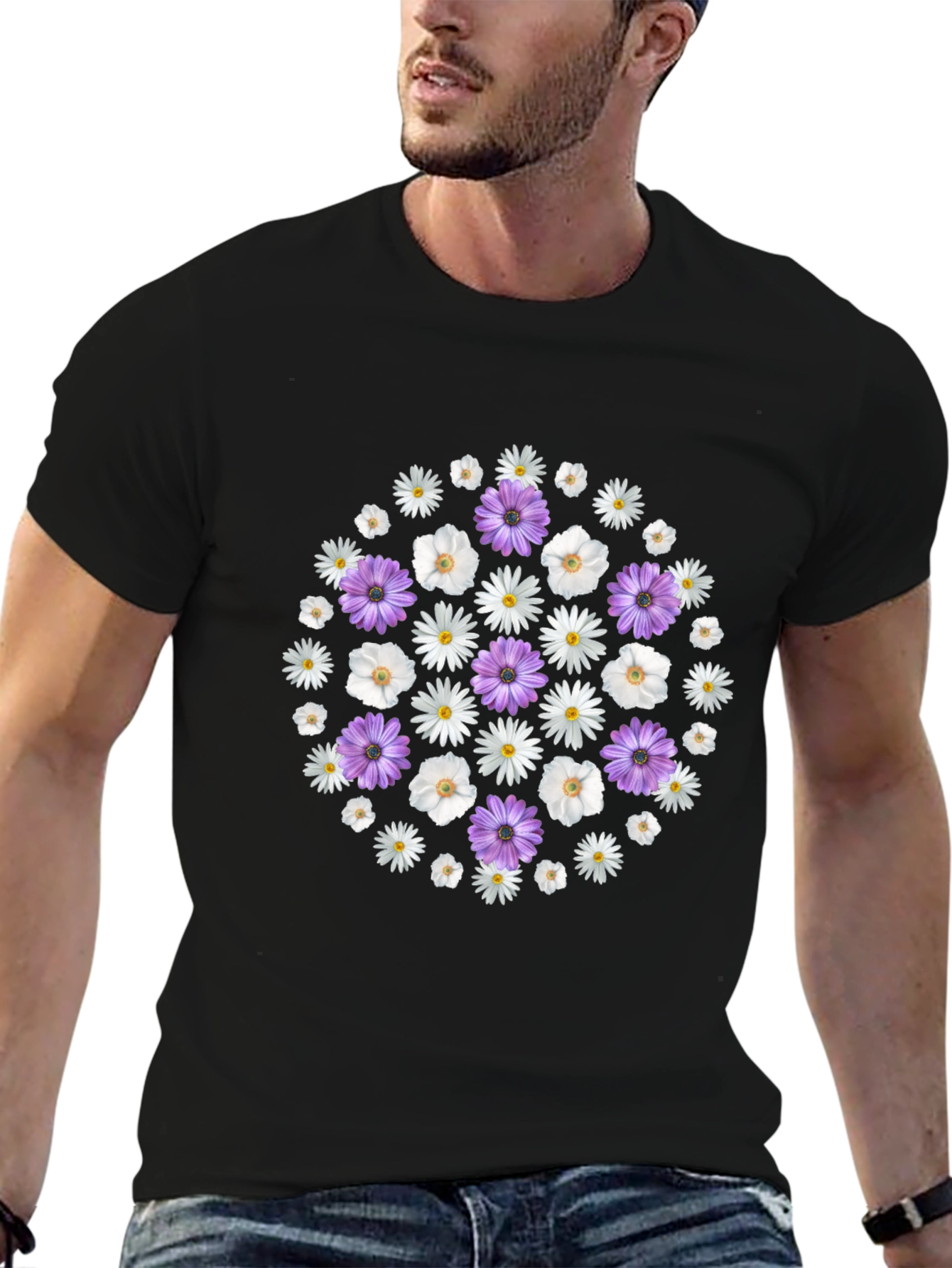 Floral Circle Tee - Stylish Graphic Print