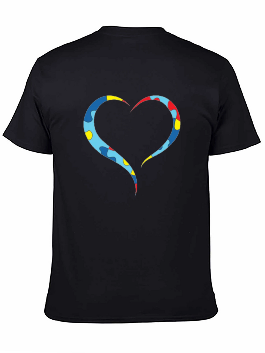 Heart Puzzle Piece Graphic Tee - Black Casual Shirt