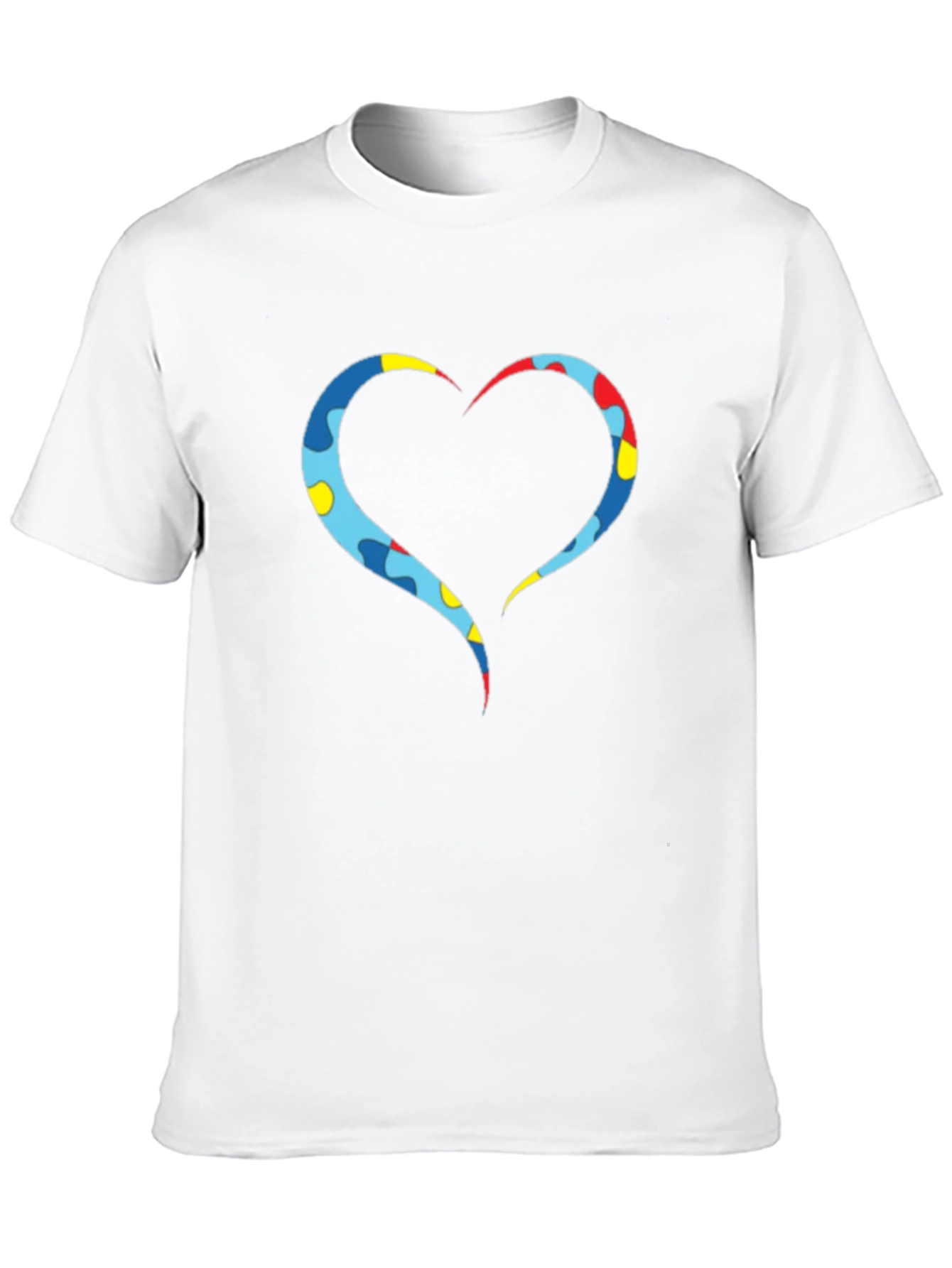 Heart Puzzle Piece Graphic Tee - Black Casual Shirt