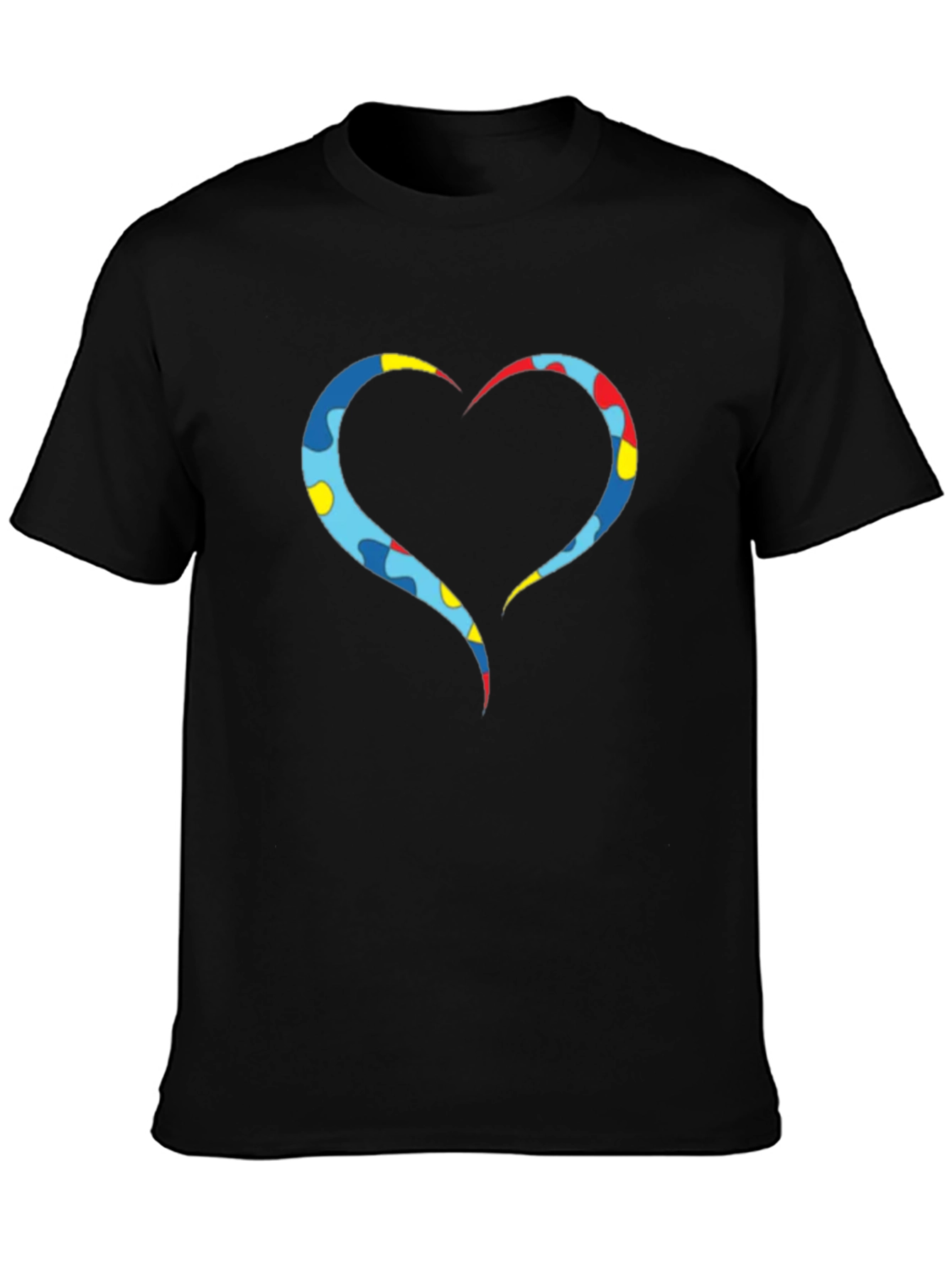 Heart Puzzle Piece Graphic Tee - Black Casual Shirt