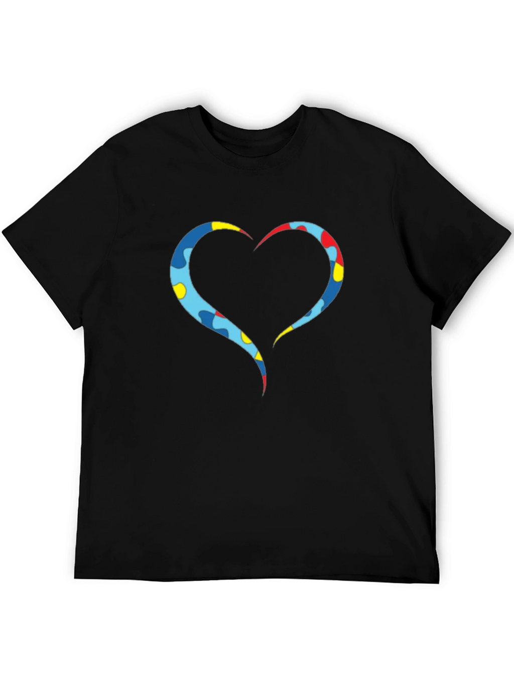 Heart Puzzle Piece Graphic Tee - Black Casual Shirt