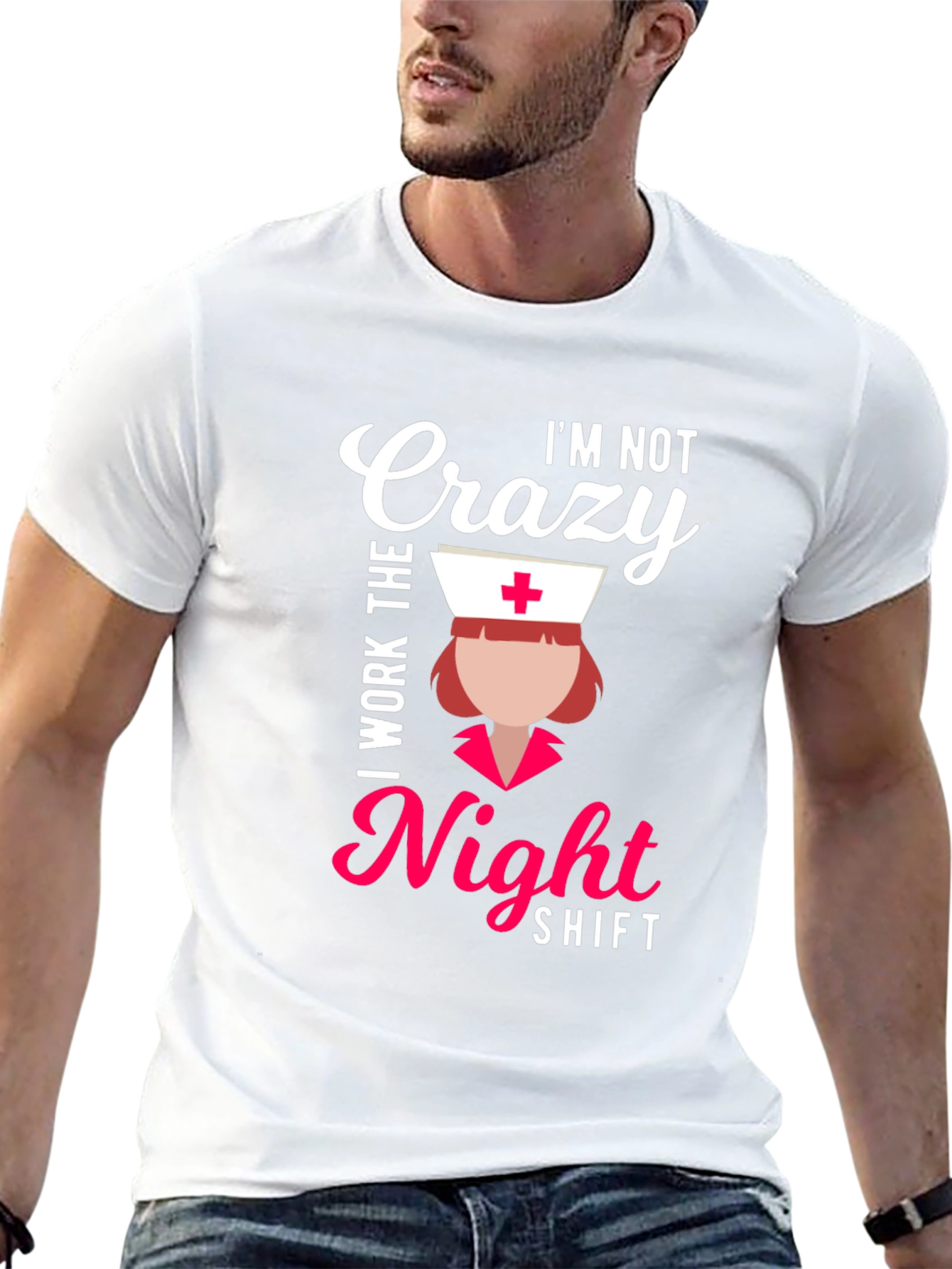 Crazy? I Work Nights! Funny Nurse T-Shirt