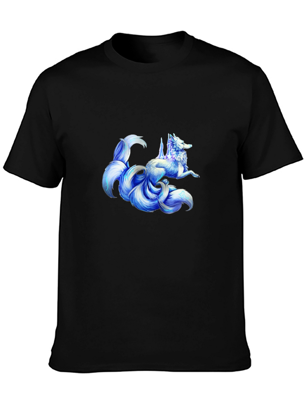 Nine-Tailed Fox Graphic Tee - Black Cotton Shirt
