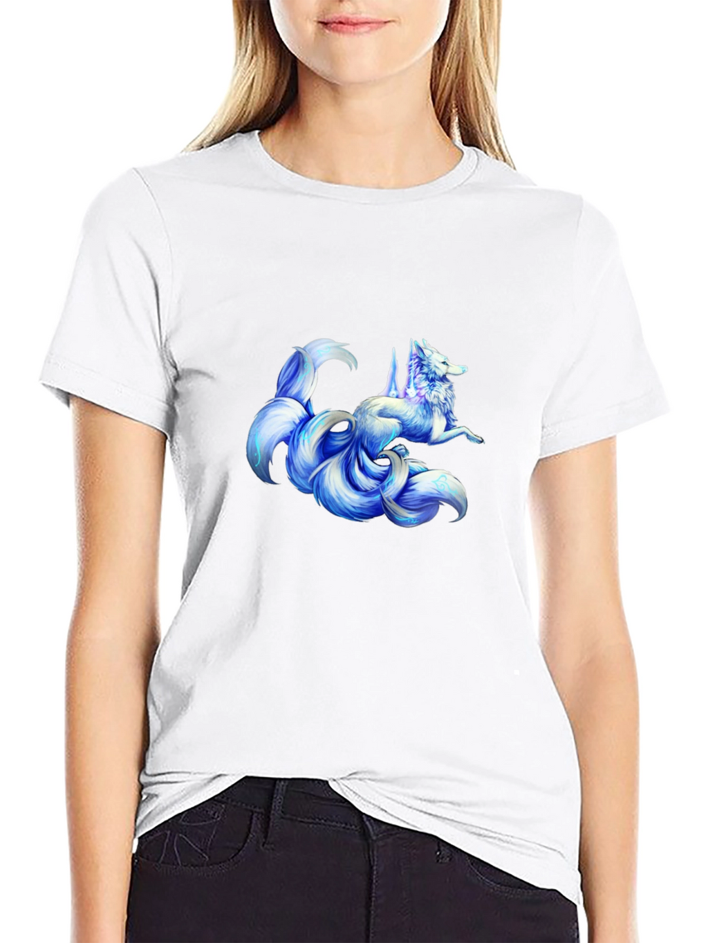 Nine-Tailed Fox Graphic Tee - Black Cotton Shirt