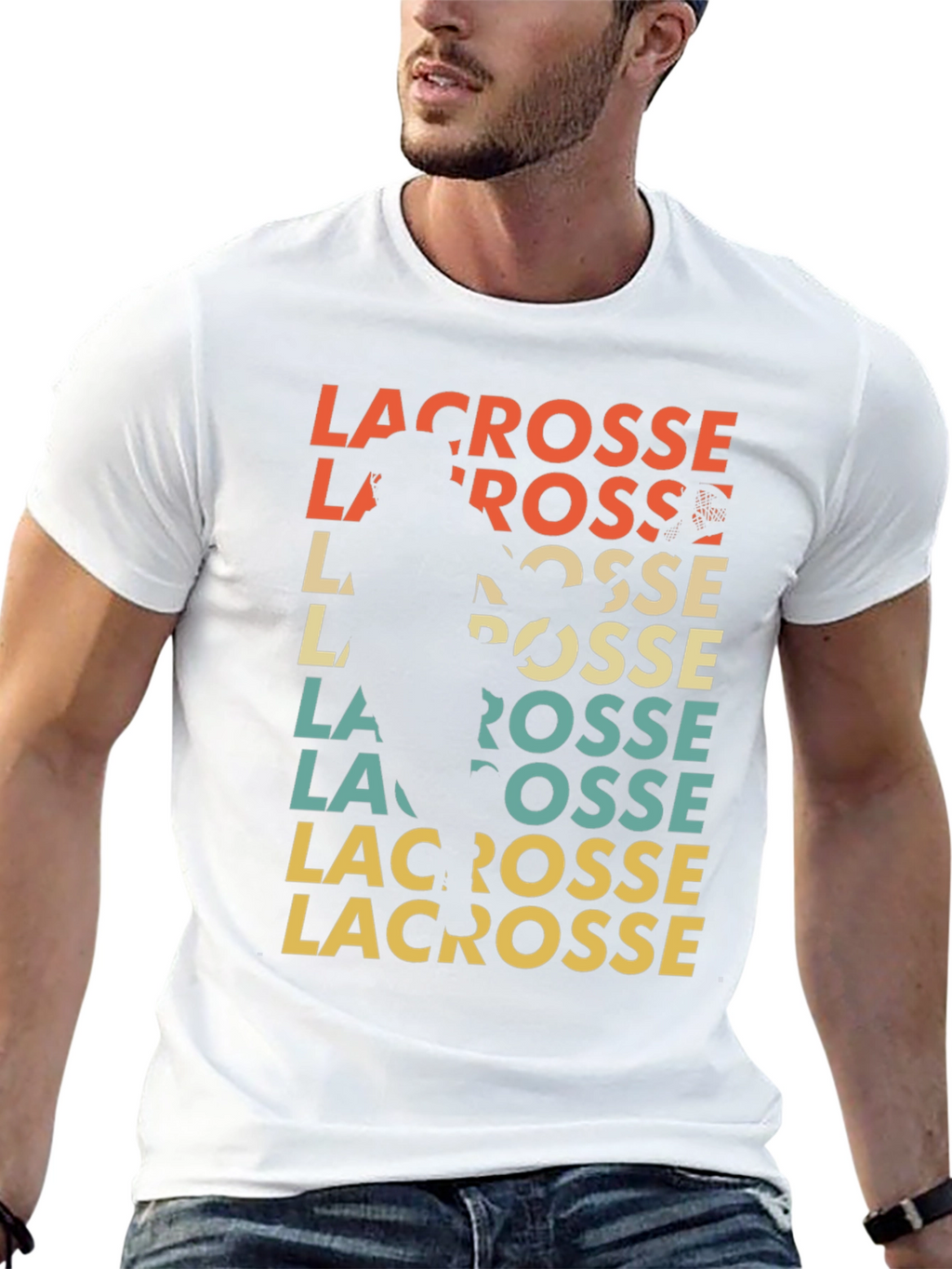 Retro Lacrosse Player T-Shirt
