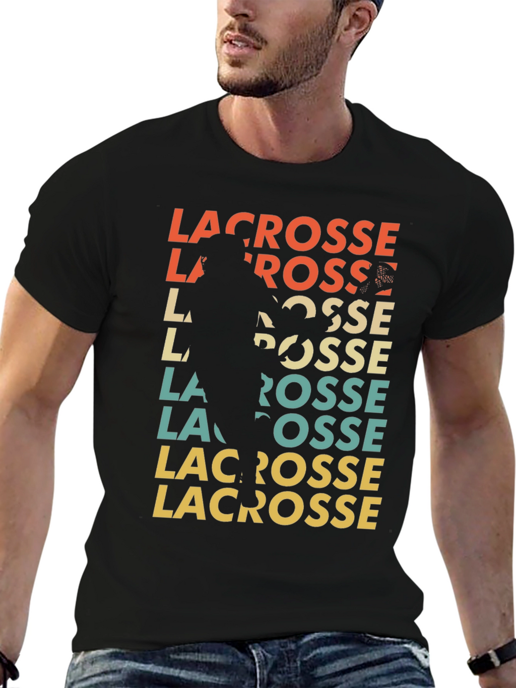 Retro Lacrosse Player T-Shirt