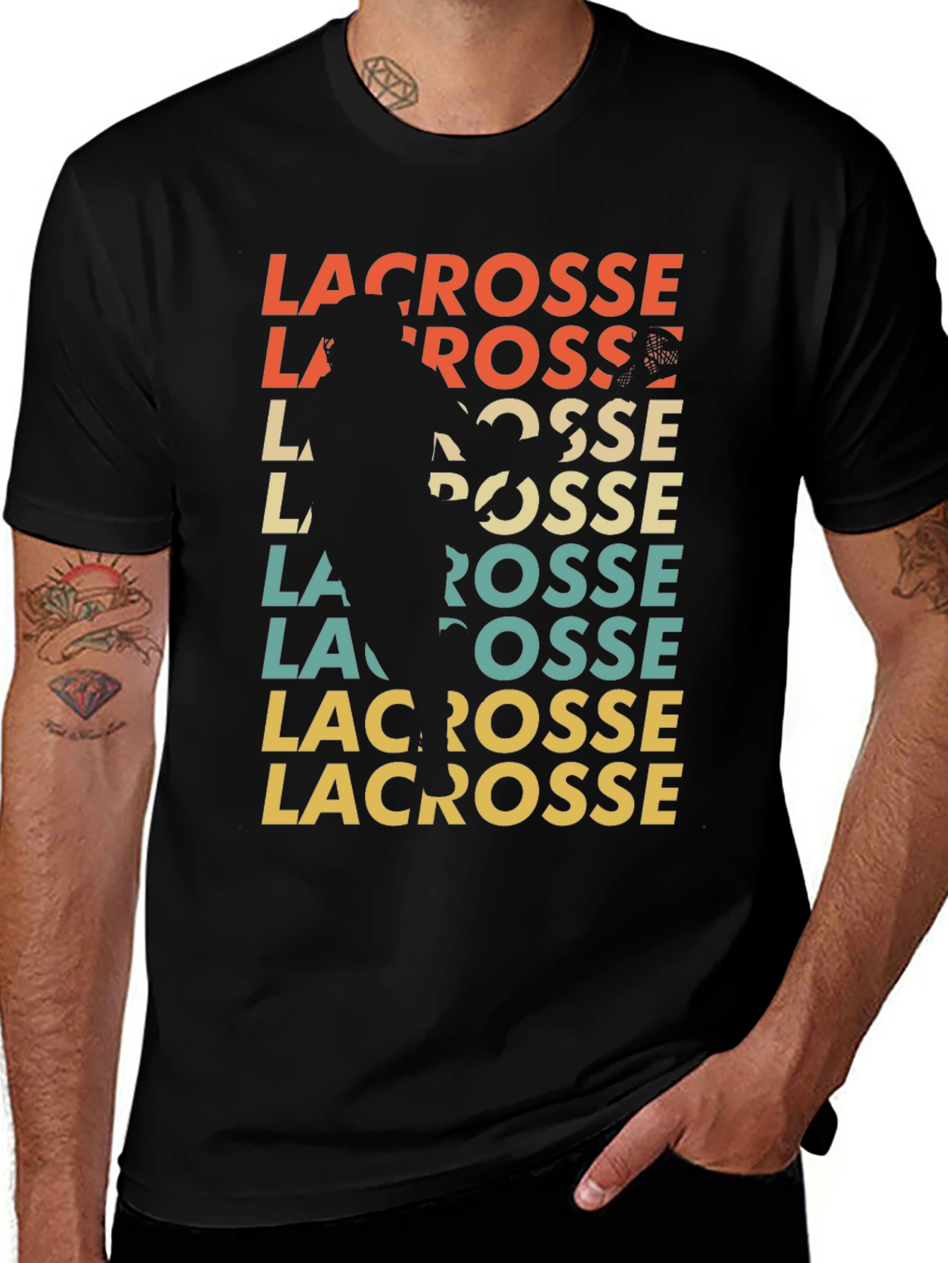 Retro Lacrosse Player T-Shirt