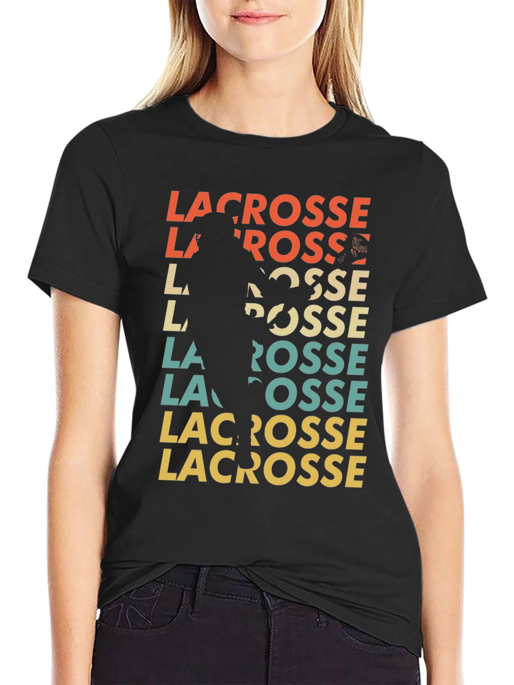 Retro Lacrosse Player T-Shirt