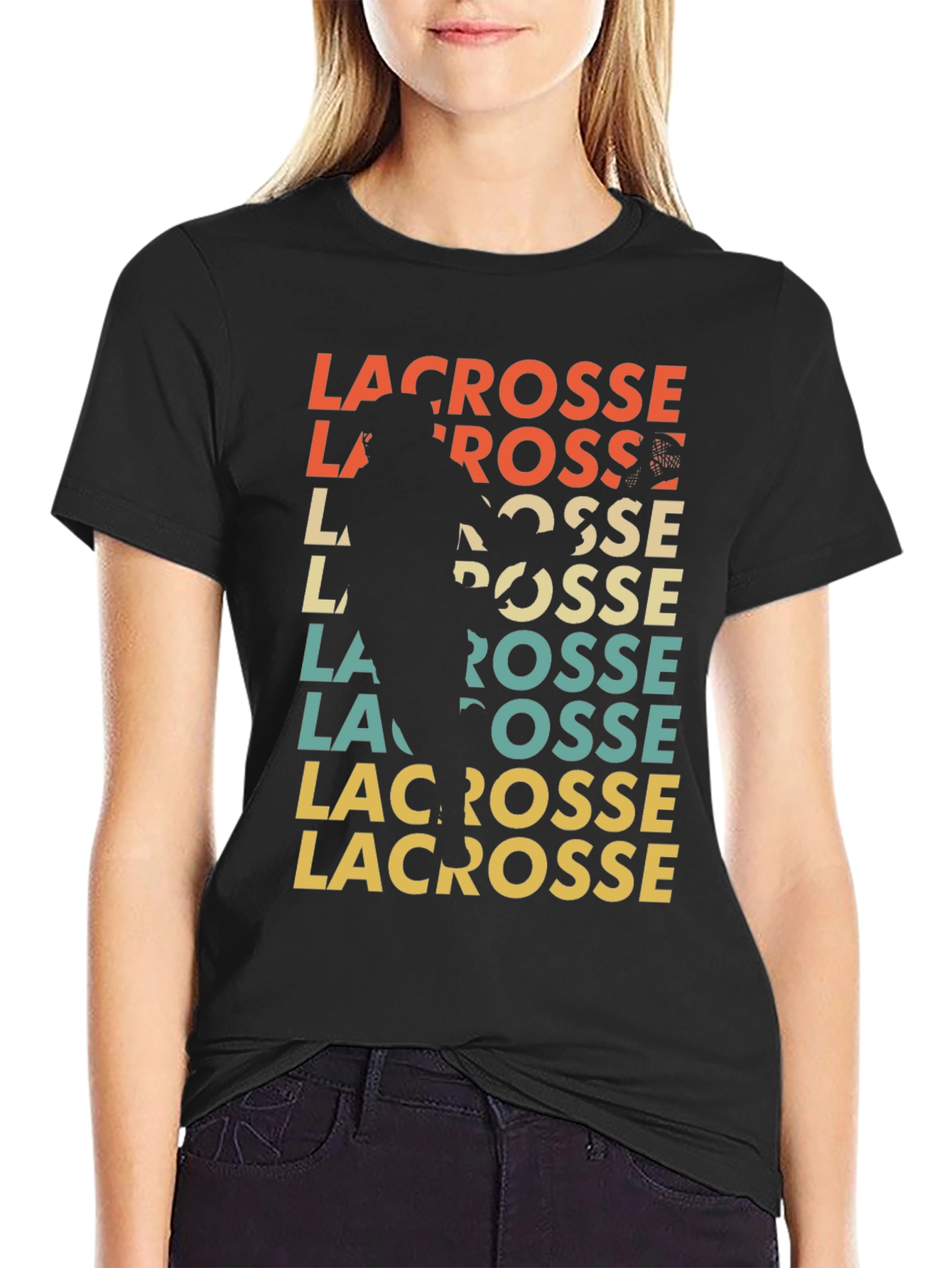 Retro Lacrosse Player T-Shirt