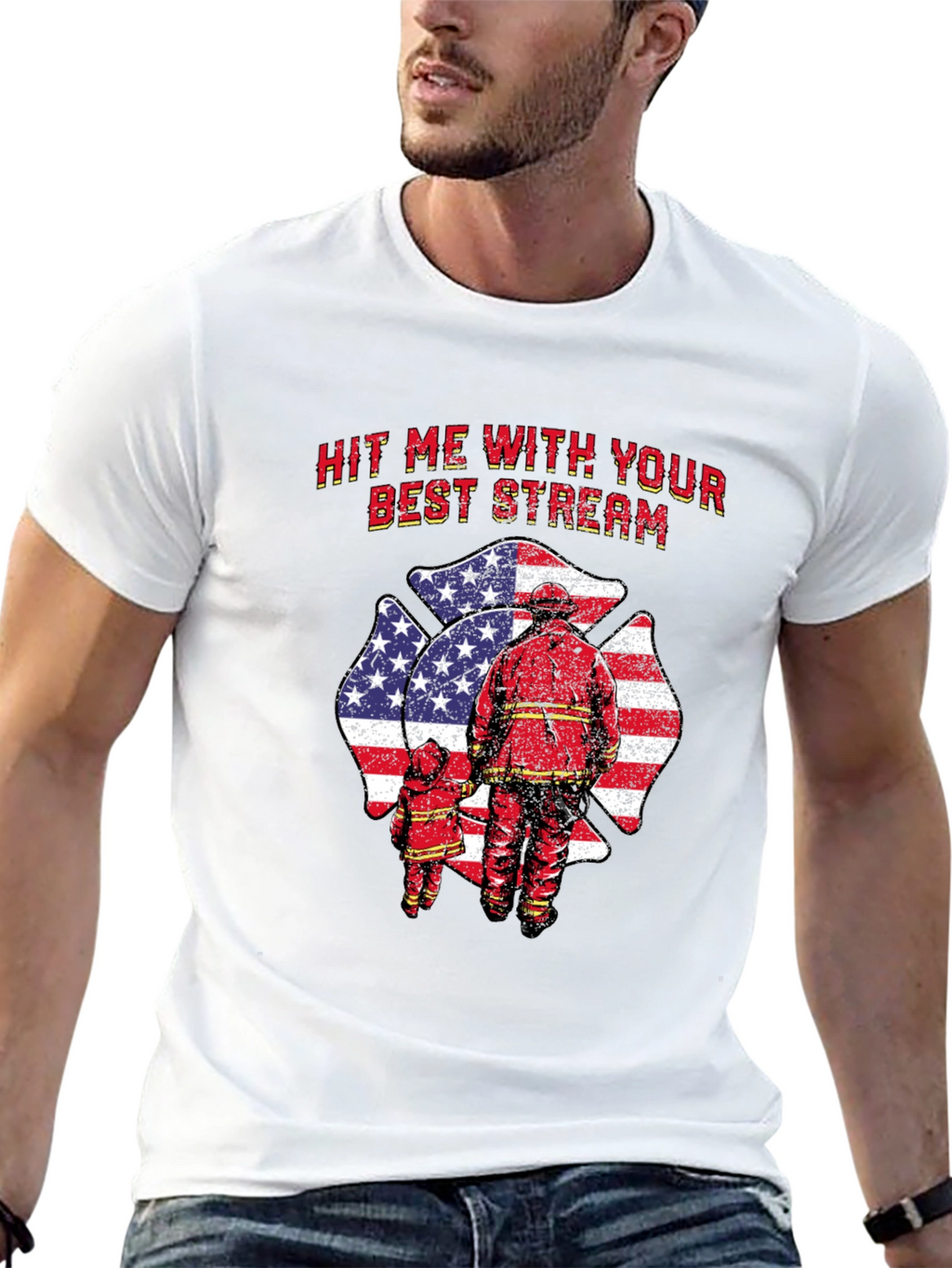 Firefighter Hit Me With Your Best Stream T-Shirt