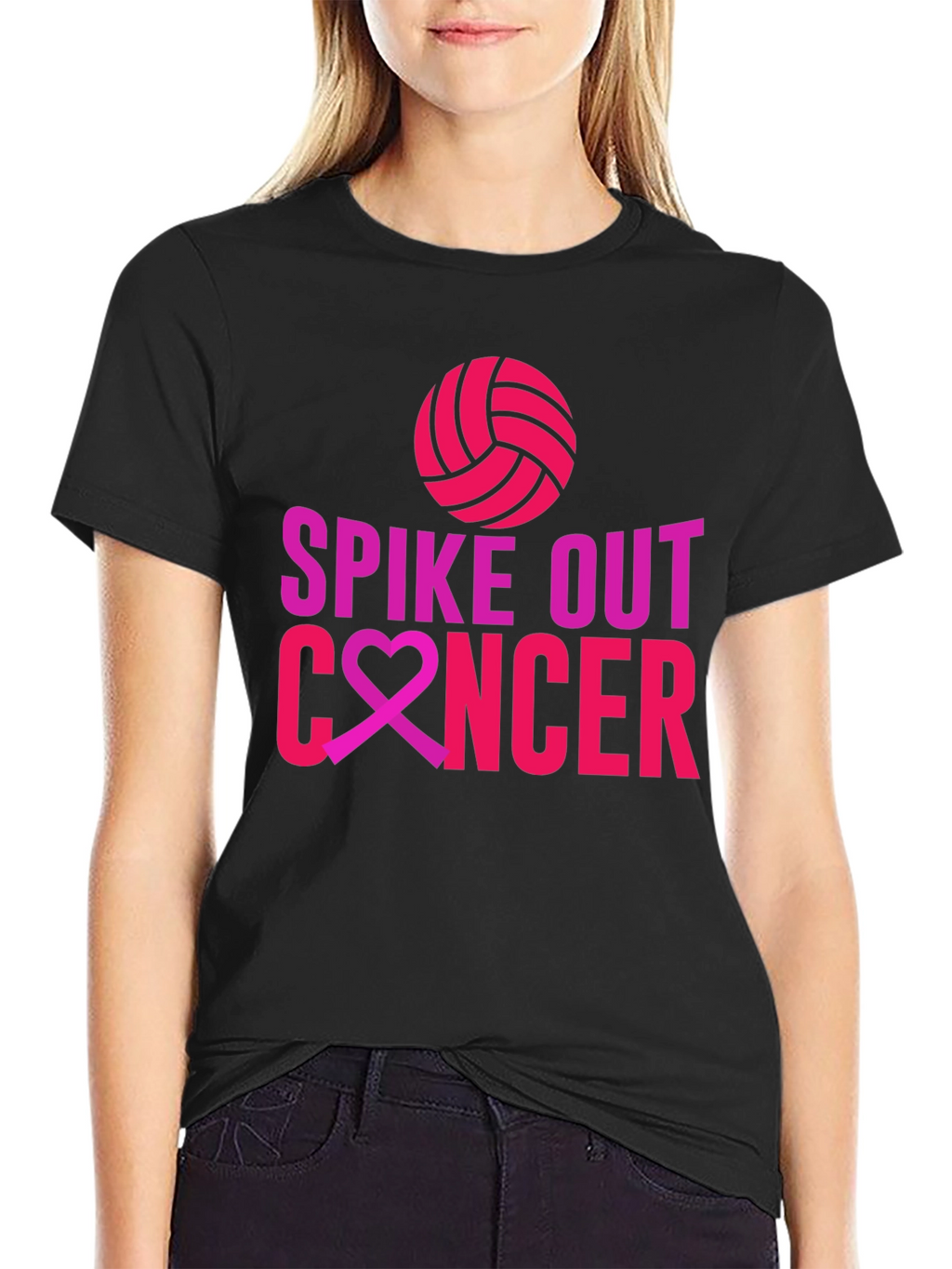Spike Out Cancer T-Shirt - Volleyball Design