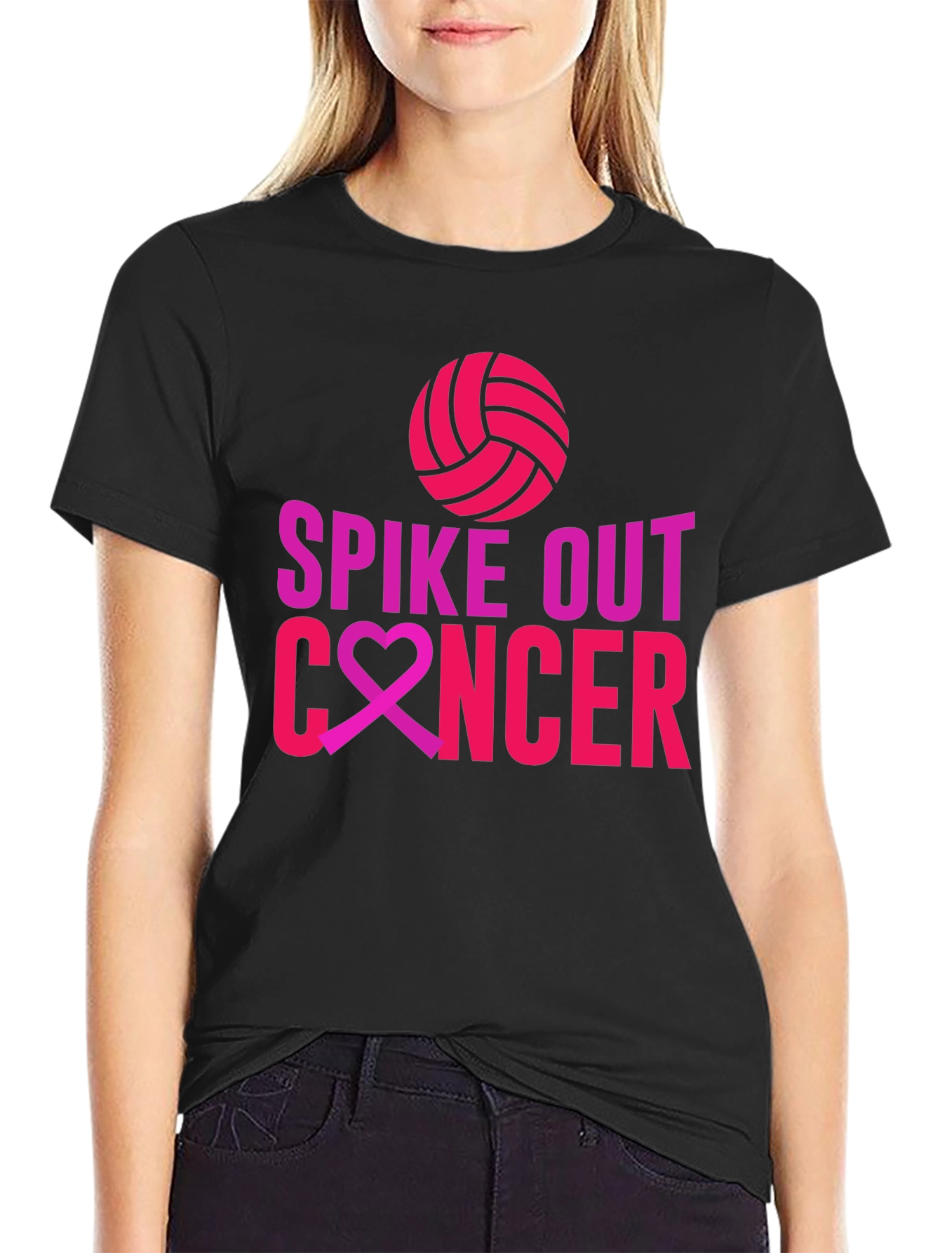 Spike Out Cancer T-Shirt - Volleyball Design