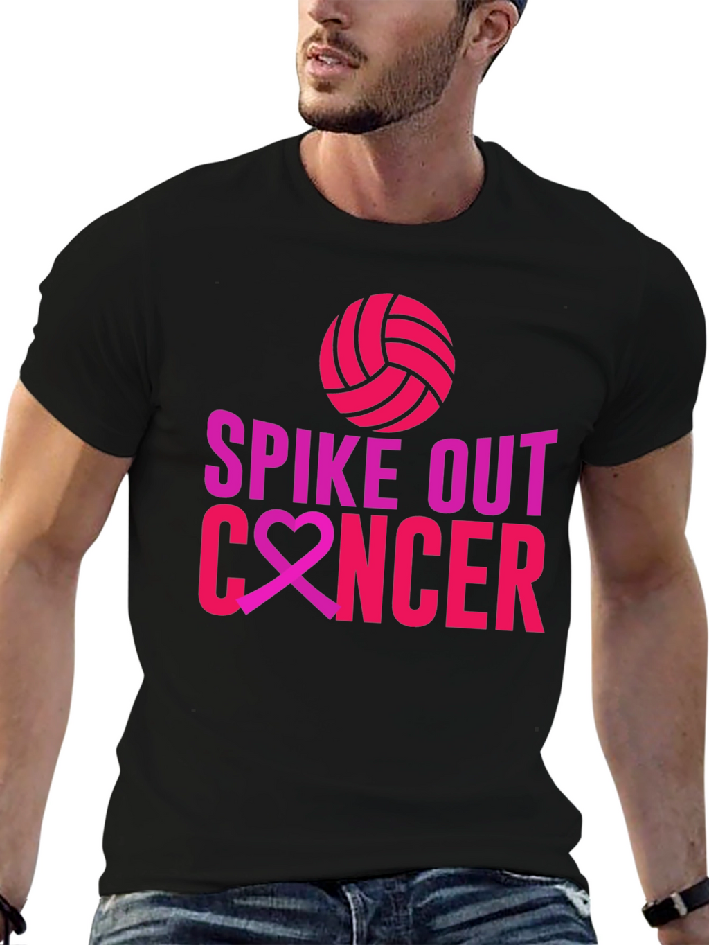 Spike Out Cancer T-Shirt - Volleyball Design