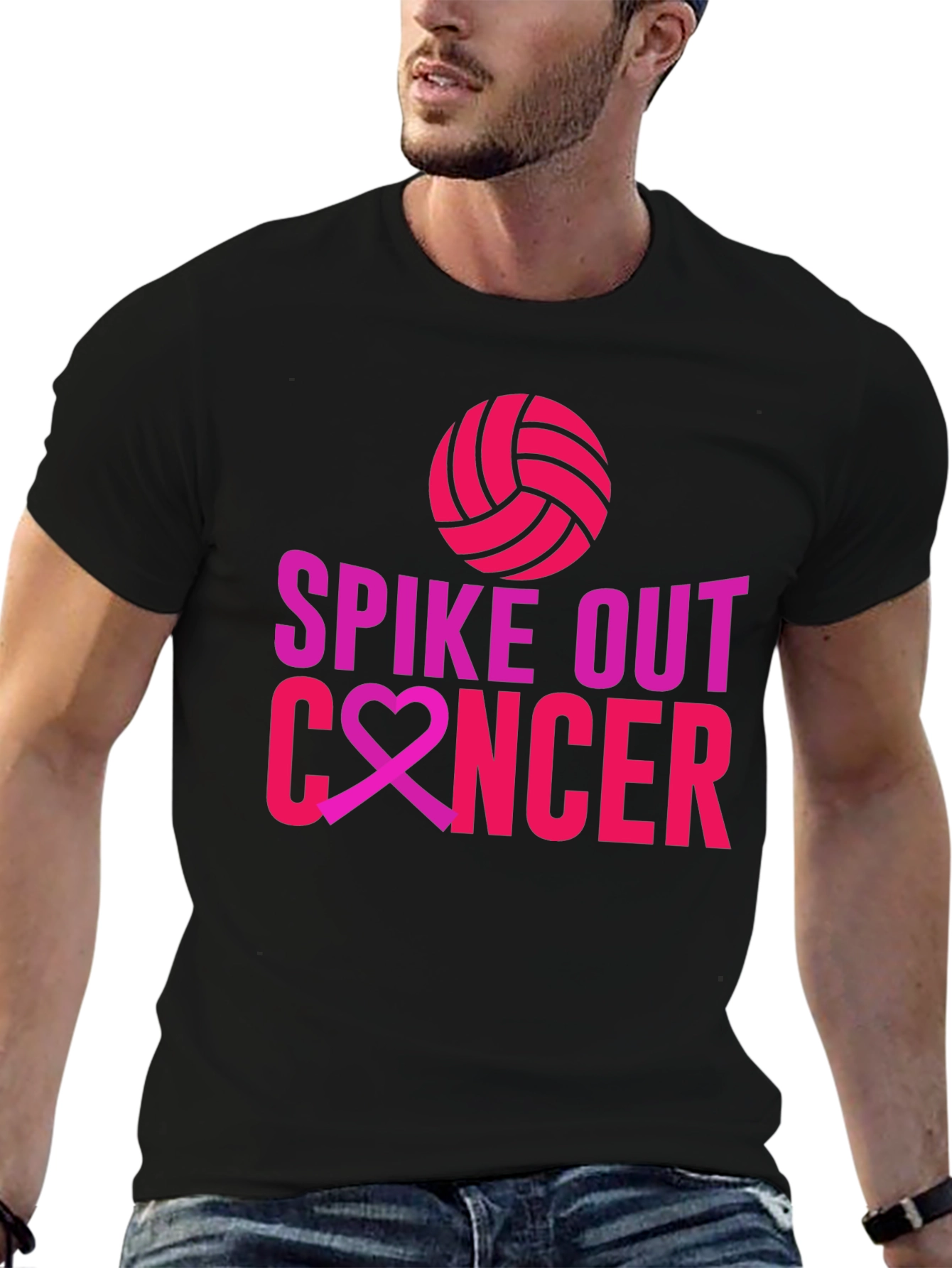 Spike Out Cancer T-Shirt - Volleyball Design