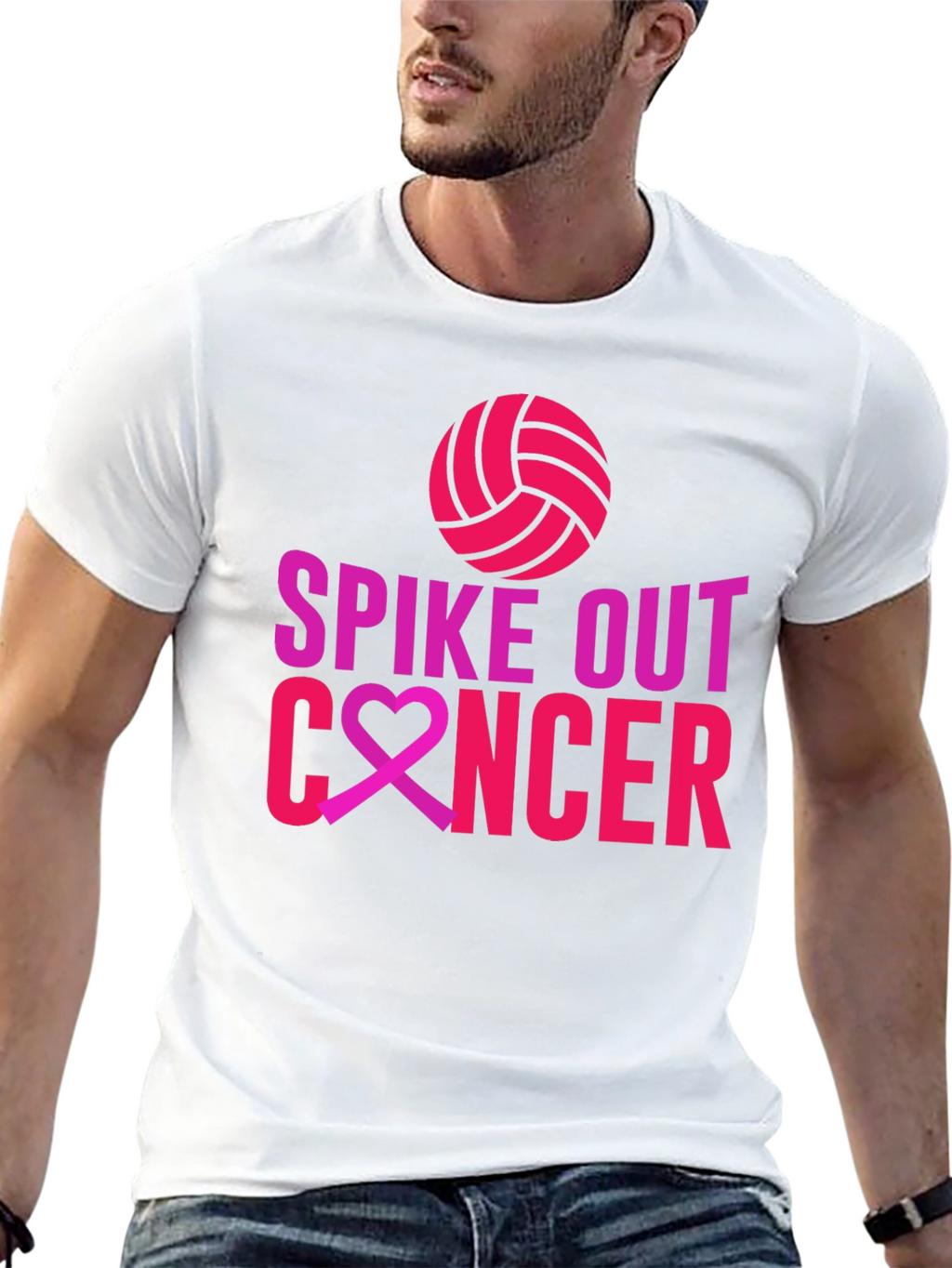 Spike Out Cancer T-Shirt - Volleyball Design