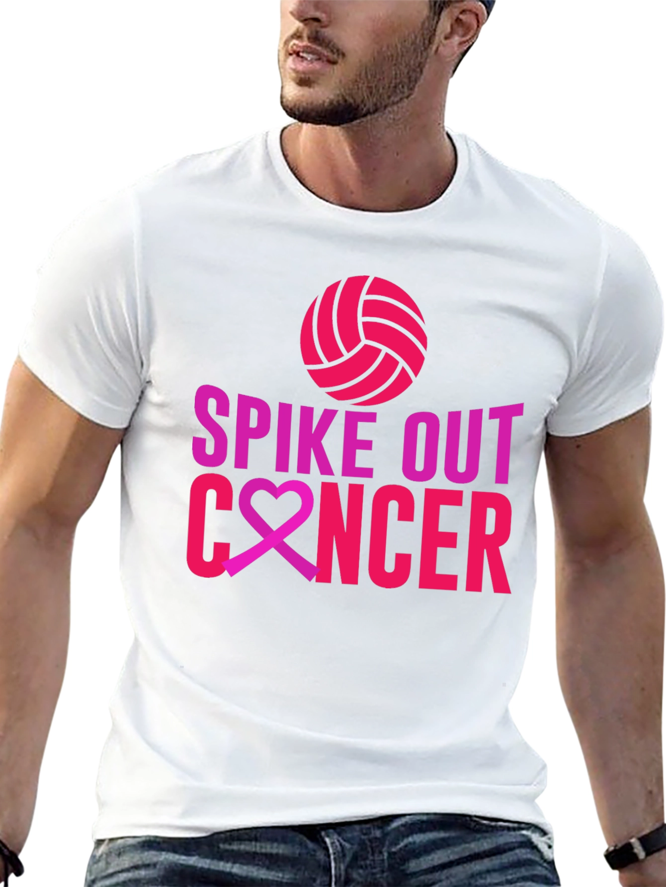 Spike Out Cancer T-Shirt - Volleyball Design