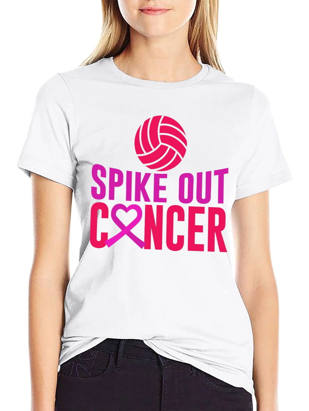 Spike Out Cancer T-Shirt - Volleyball Design