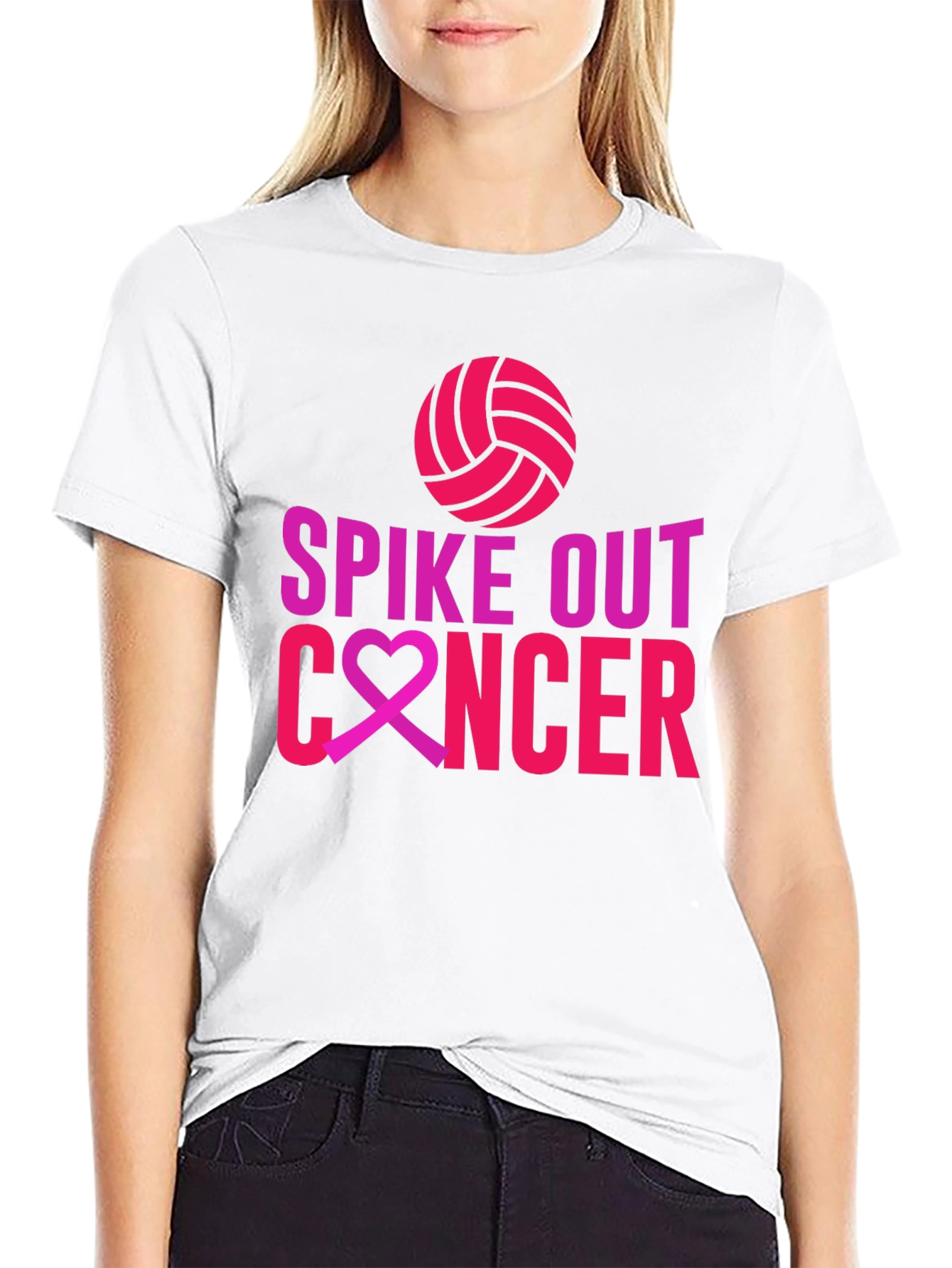 Spike Out Cancer T-Shirt - Volleyball Design
