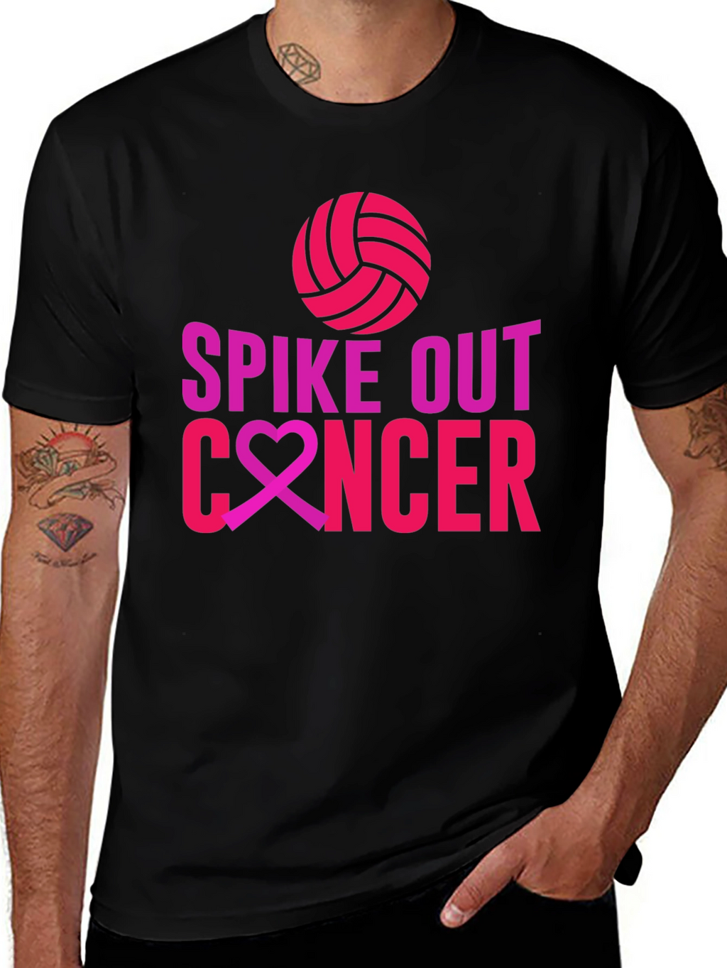 Spike Out Cancer T-Shirt - Volleyball Design