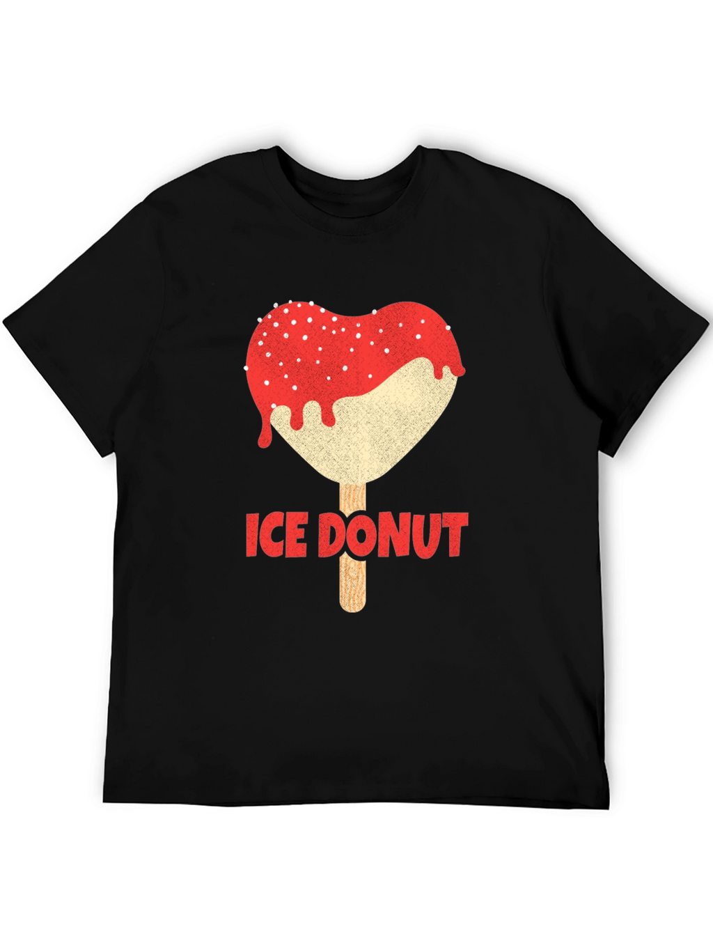 Ice Donut Heart Graphic Black T-Shirt