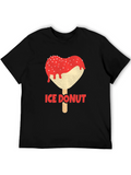 Ice Donut Heart Graphic Black T-Shirt