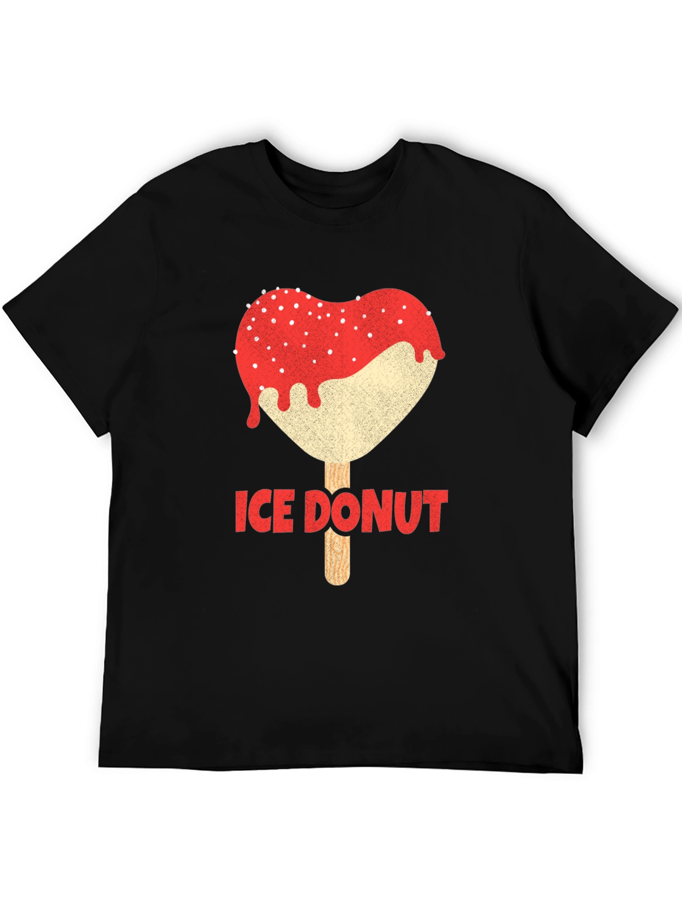 Ice Donut Heart Graphic Black T-Shirt