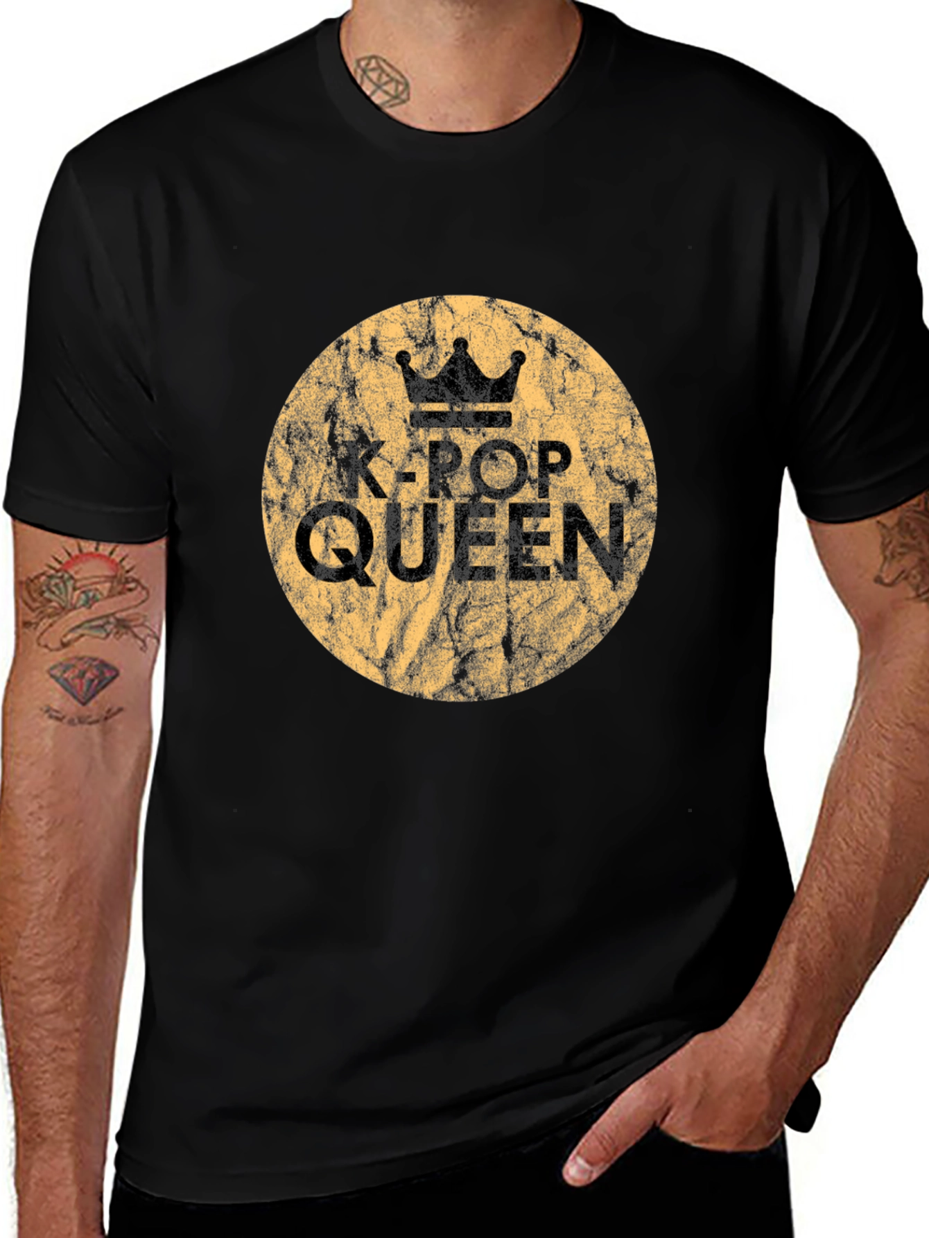 K-Pop Queen Graphic Tee - Stylish Black Cotton T-Shirt