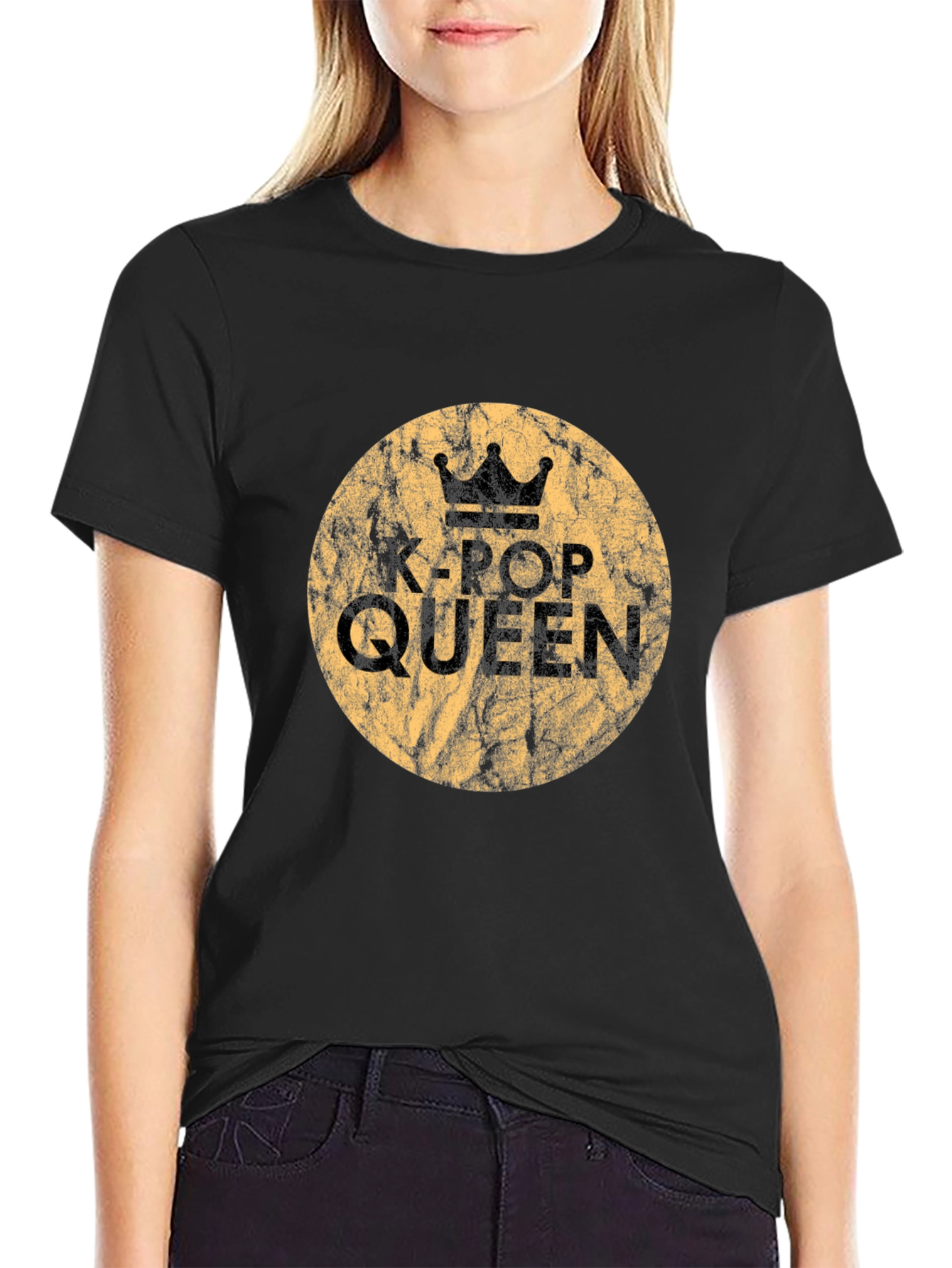K-Pop Queen Graphic Tee - Stylish Black Cotton T-Shirt