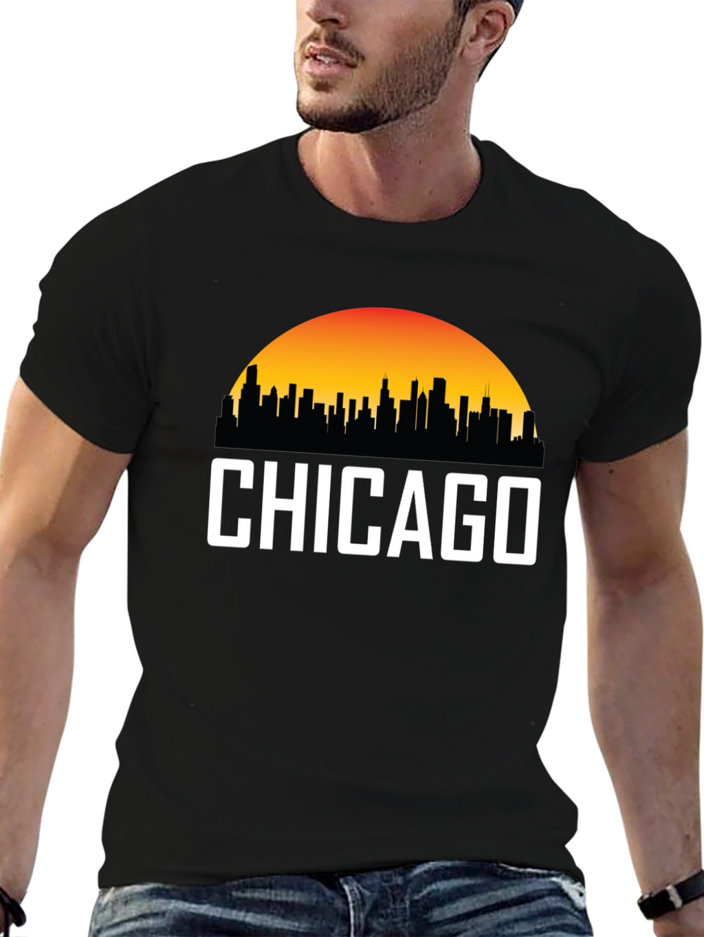 Chicago Skyline Graphic Tee - Sunset Cityscape T-Shirt