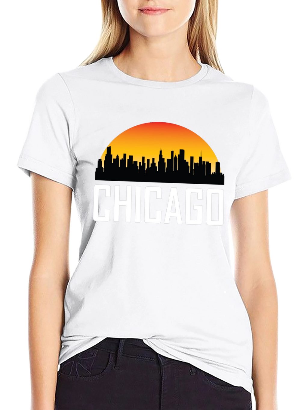 Chicago Skyline Graphic Tee - Sunset Cityscape T-Shirt