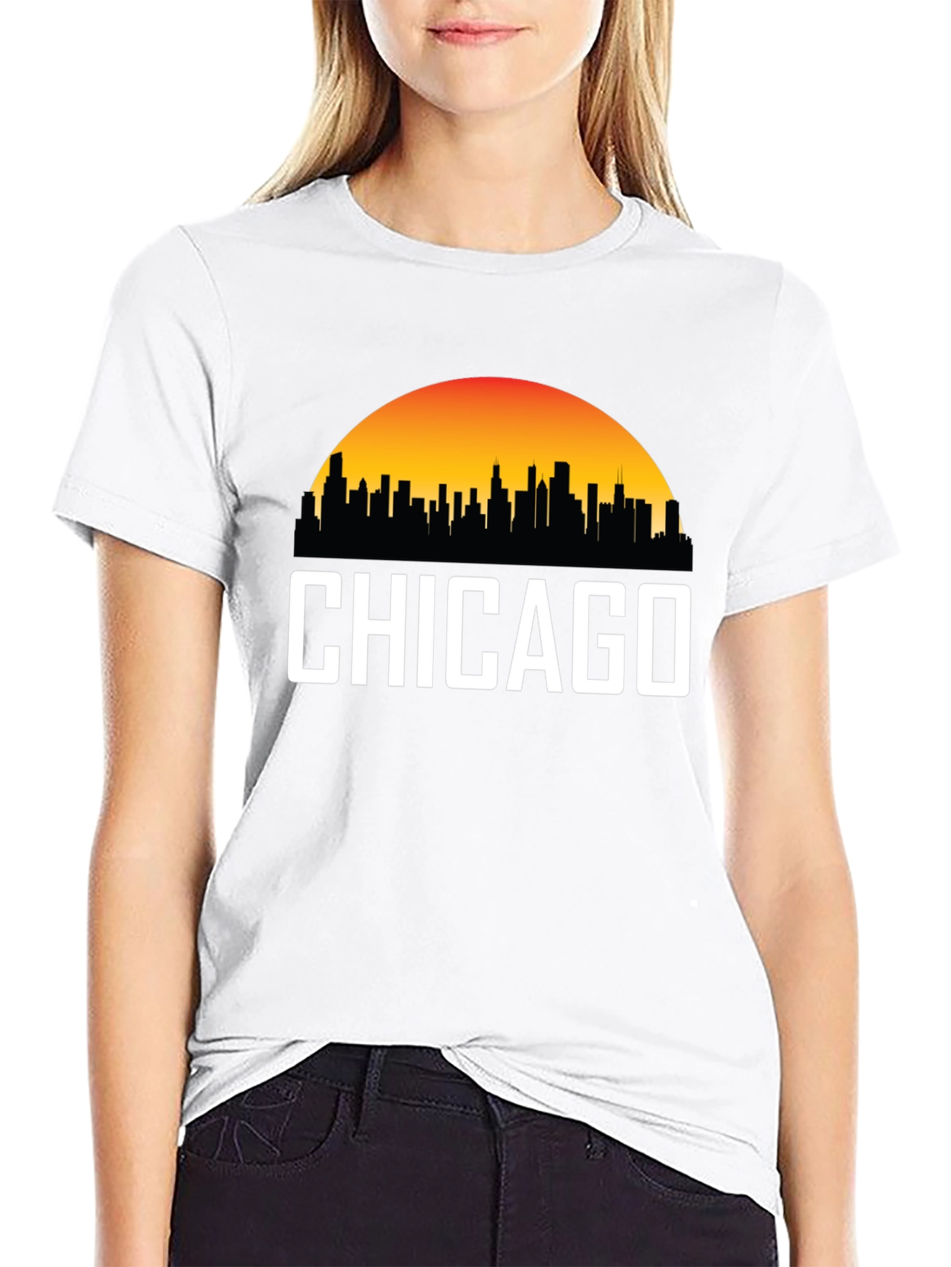 Chicago Skyline Graphic Tee - Sunset Cityscape T-Shirt