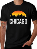 Chicago Skyline Graphic Tee - Sunset Cityscape T-Shirt