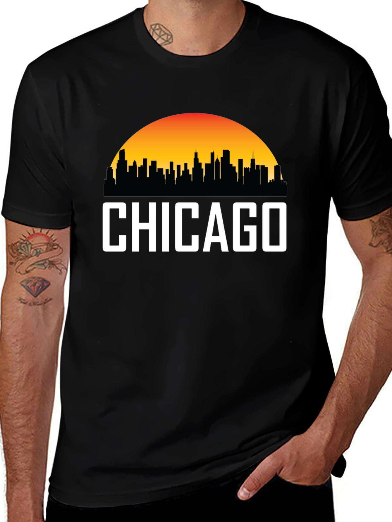Chicago Skyline Graphic Tee - Sunset Cityscape T-Shirt