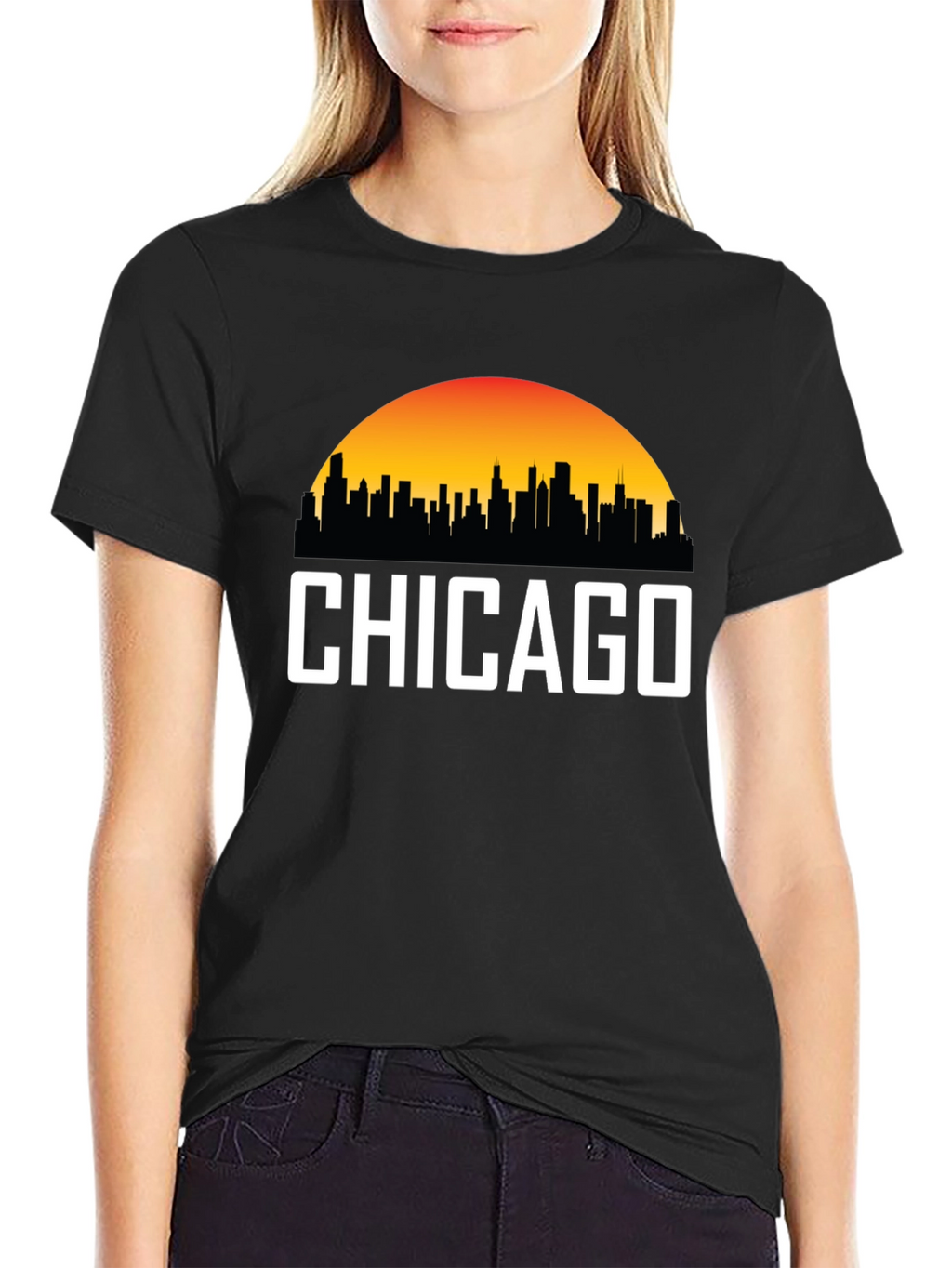 Chicago Skyline Graphic Tee - Sunset Cityscape T-Shirt