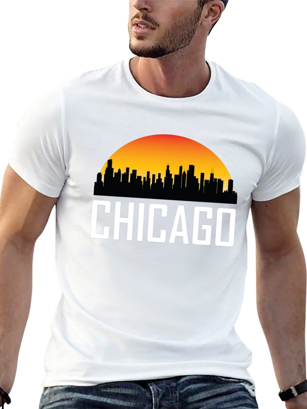 Chicago Skyline Graphic Tee - Sunset Cityscape T-Shirt