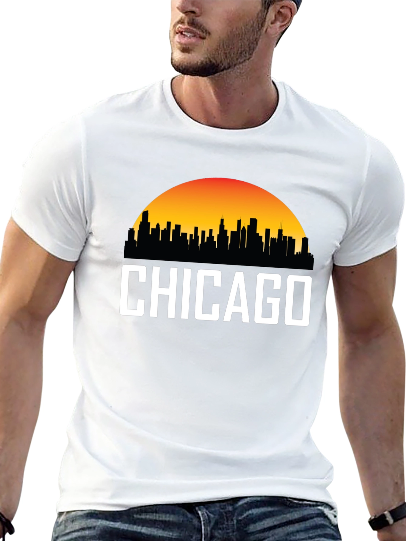 Chicago Skyline Graphic Tee - Sunset Cityscape T-Shirt